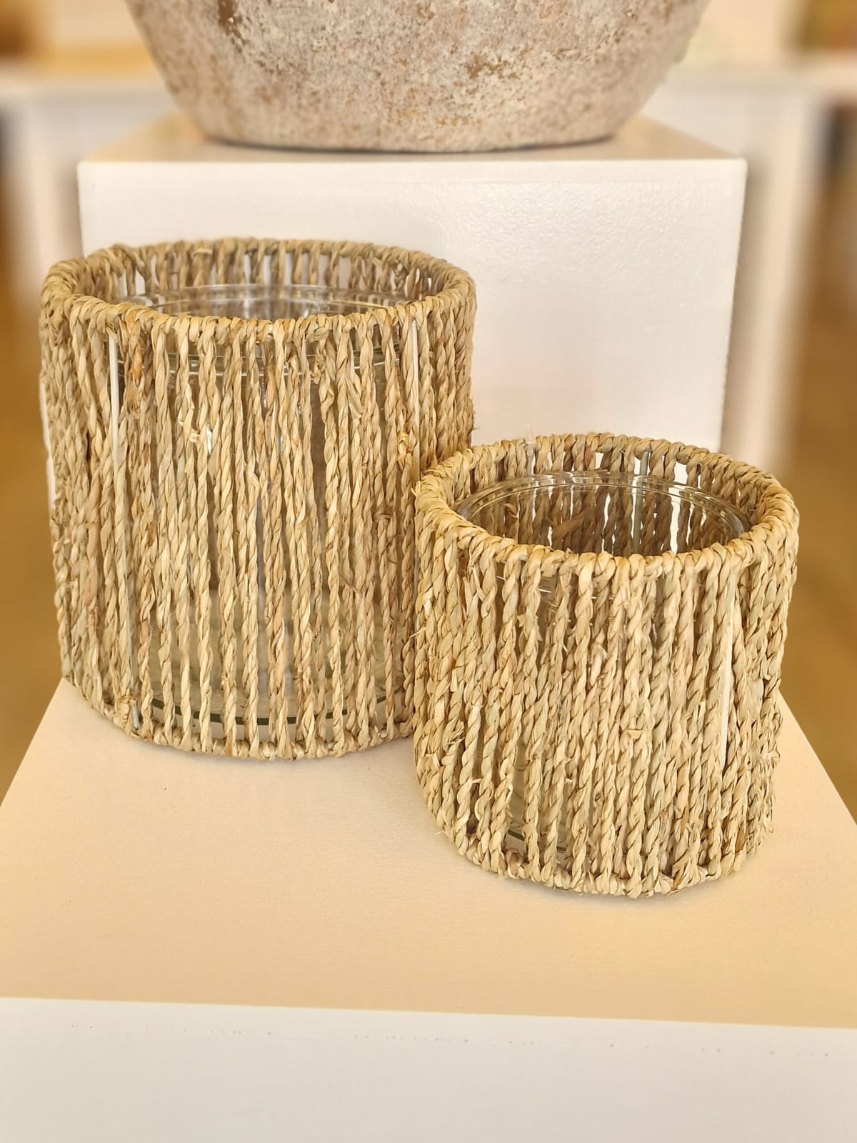 Natural glass holder set van 2 - 17x17/12x12