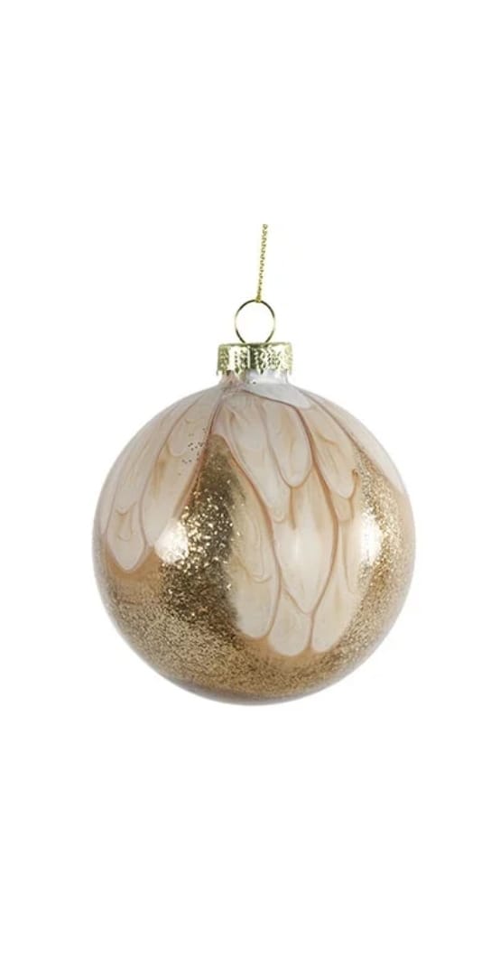 Kerstbal ro Sandi S goud/wit - Ø8CM