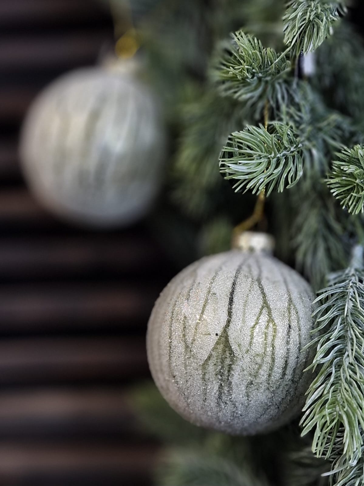 Kerstbal m/glitter ro Ribes s olijf