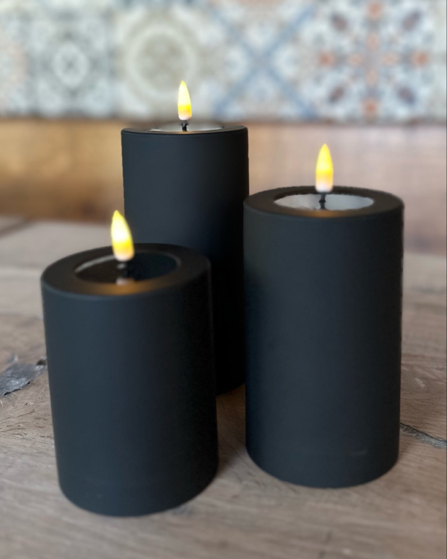Outdoor Led- kaars - Black 7,5x12,5 cm.