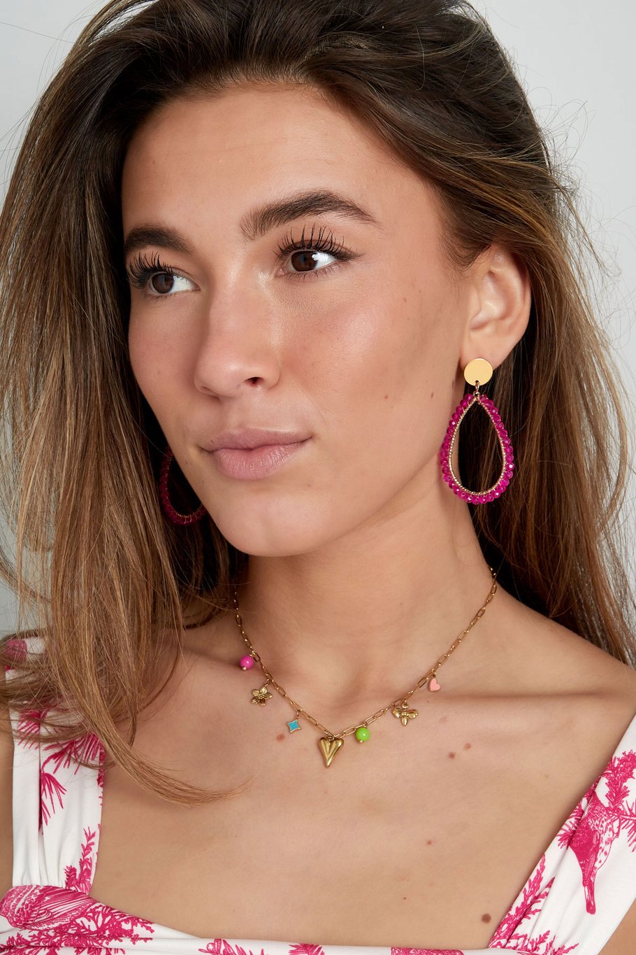 Oval earrings pastel - Roze