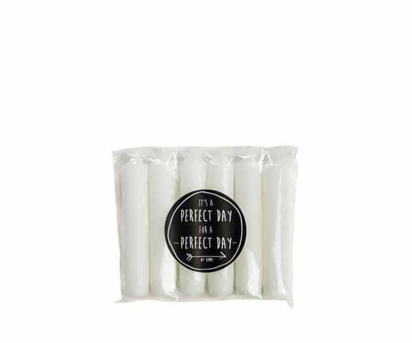 Rustik lys dinerkaarsen 6 stuks - White
