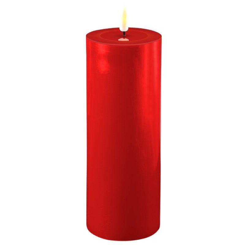 Led stomp kaars - Rood 7,5x20 cm.