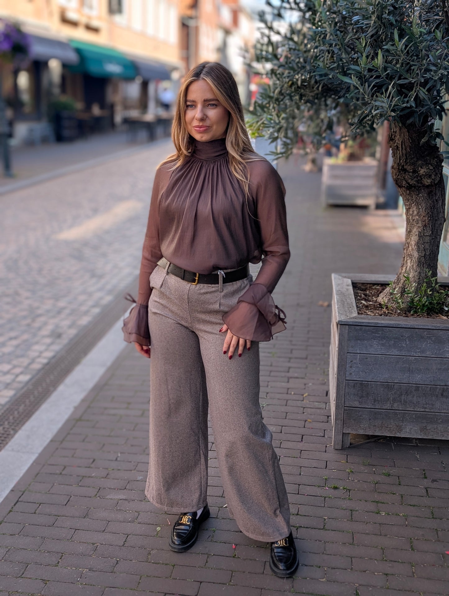 Blouse Rianne - Bruin/Rood