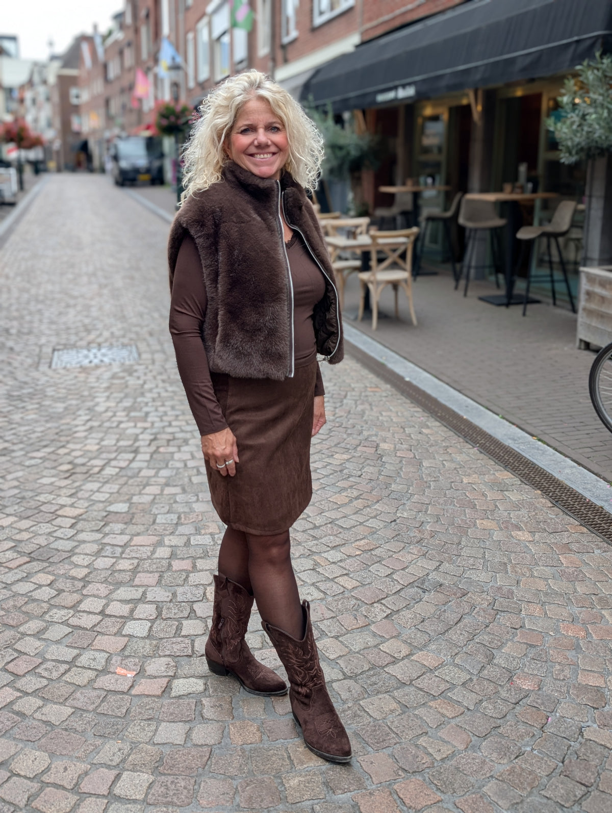 Tagy suede look Skort – Bruin