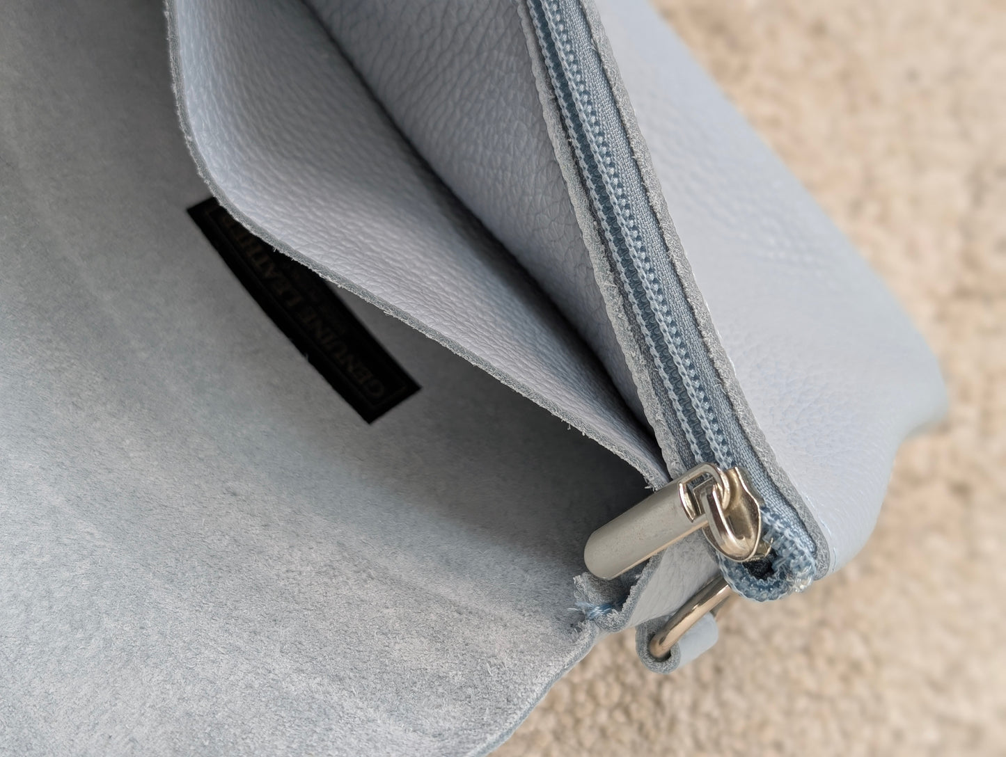 Leren envelop tasje Senna - Lichtblauw