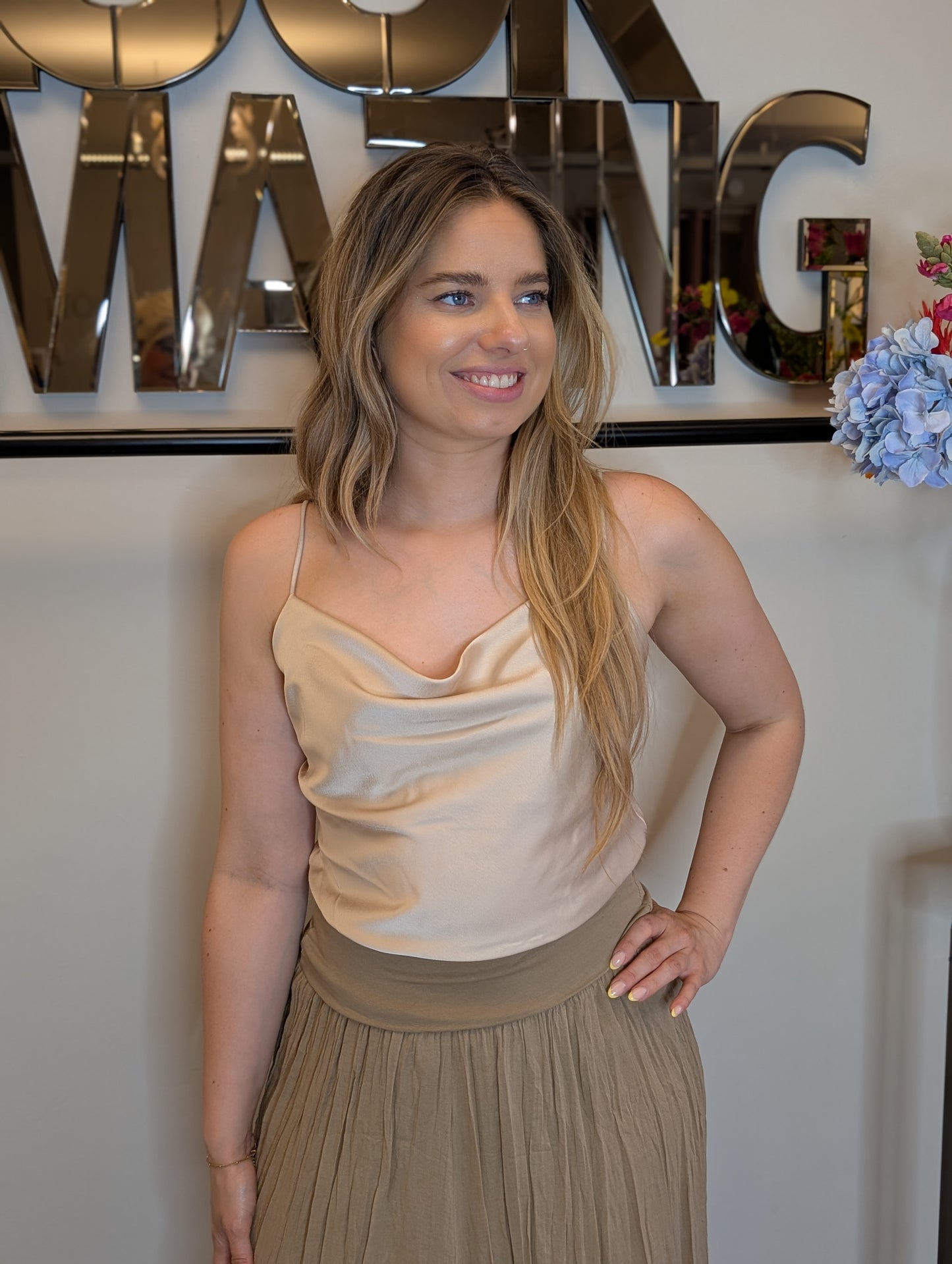 Loli waterval silk top - Beige