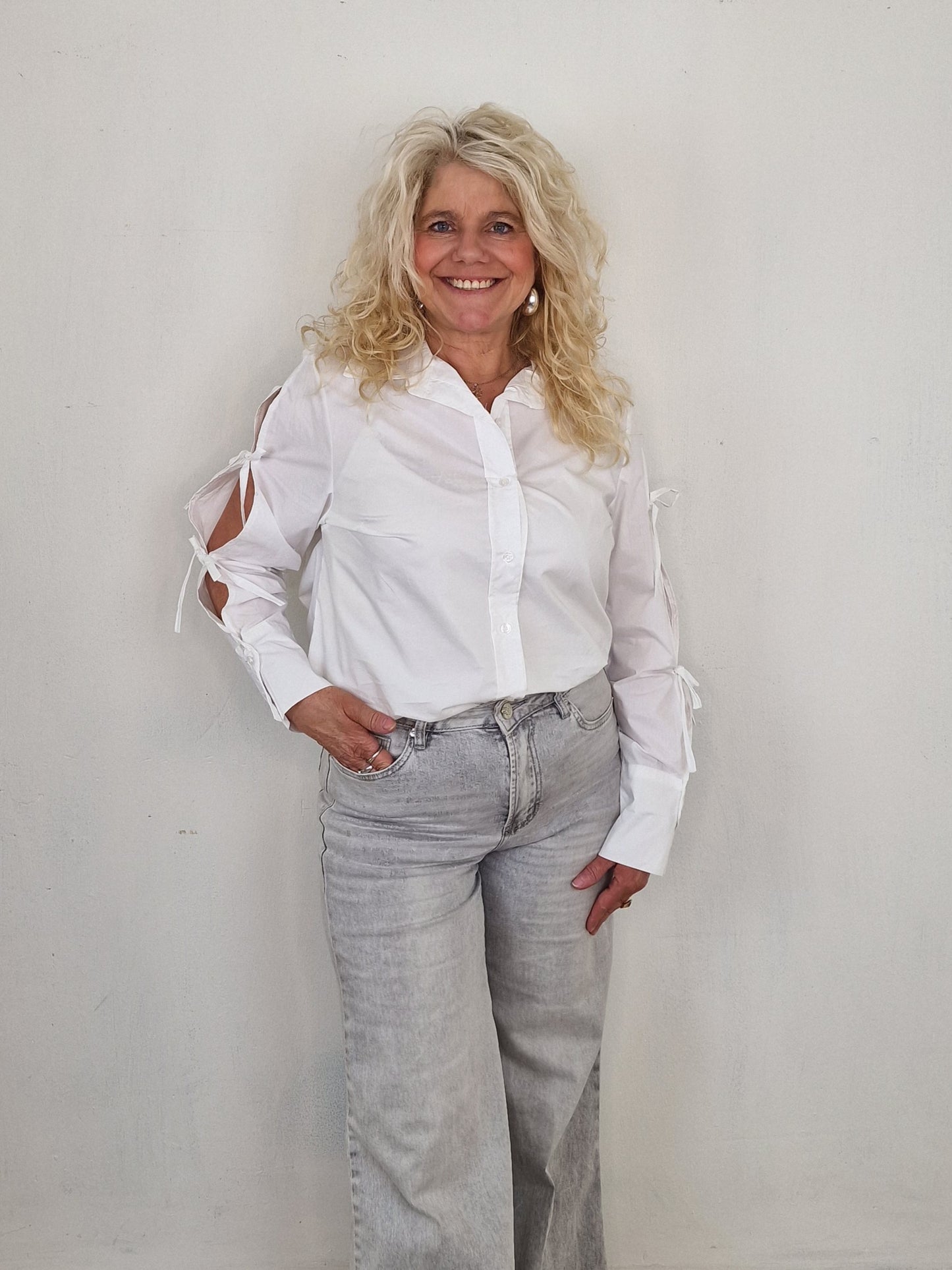 Fien blouse met strikjes - Wit