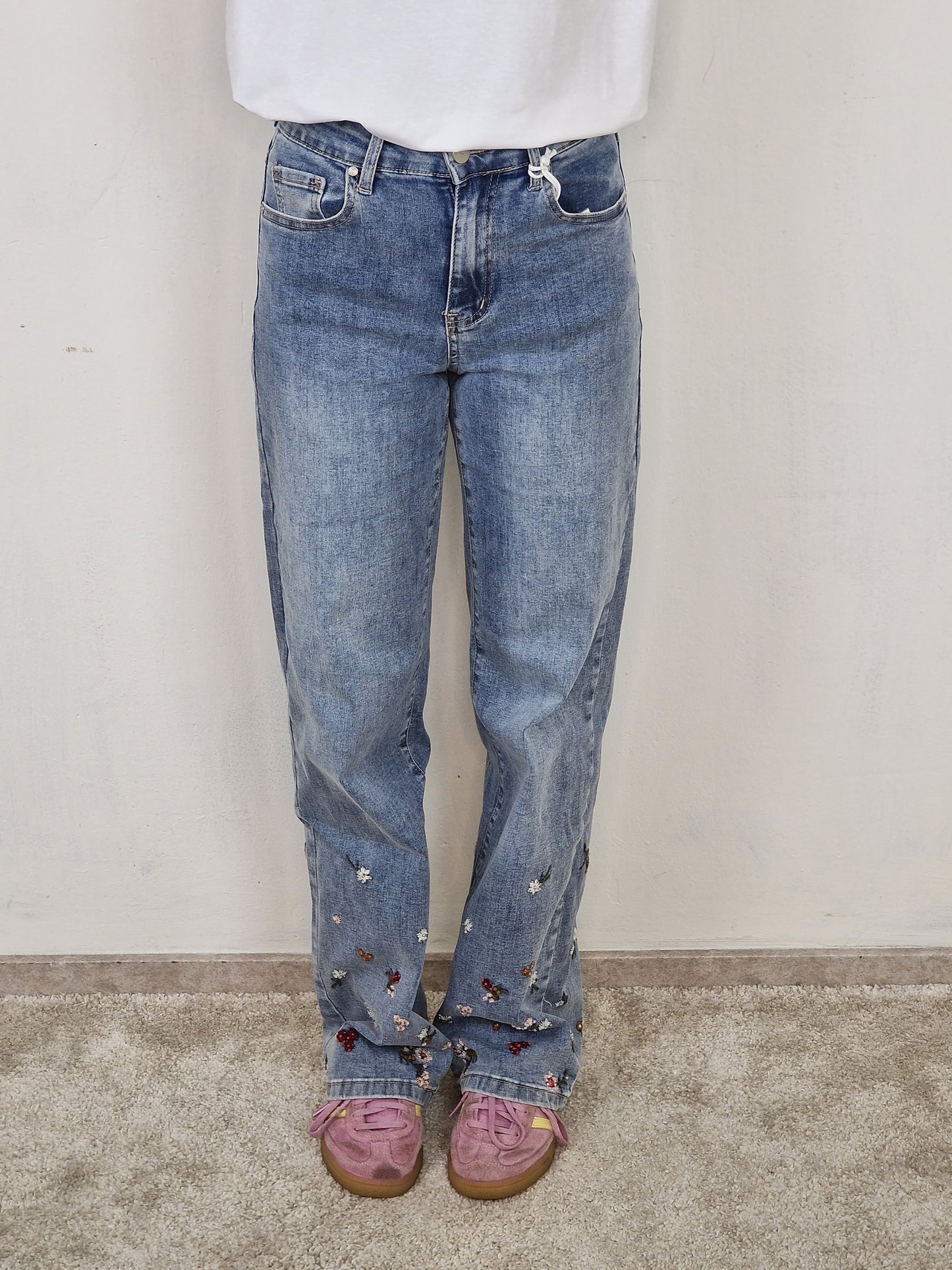 Monday straight leg jeans met bloemen Juliette - Jeans