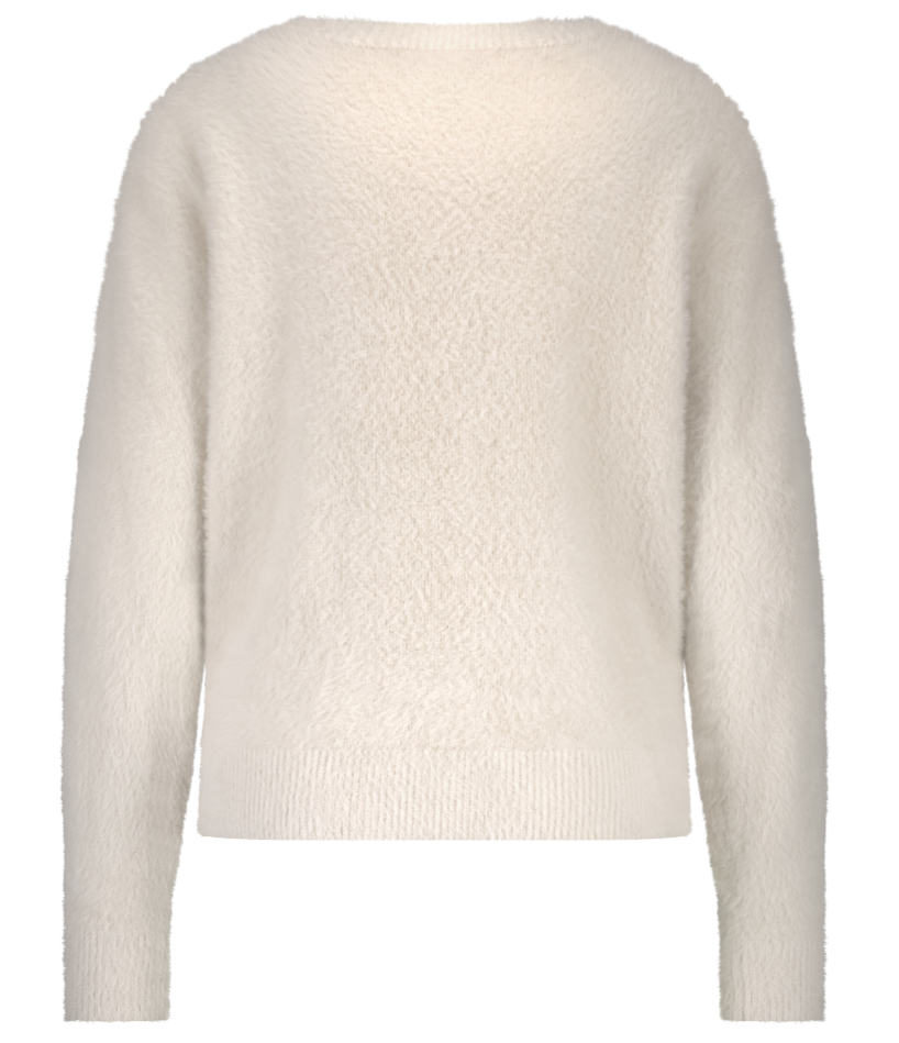 Red Button fluffy sweater - cream