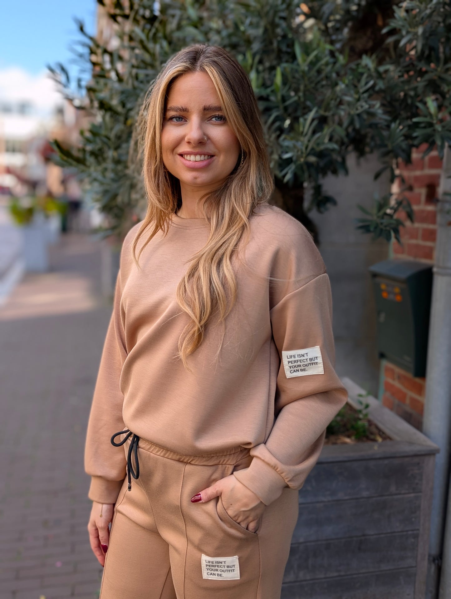 Comfy set 2-delig lange mouwen Claire - Camel
