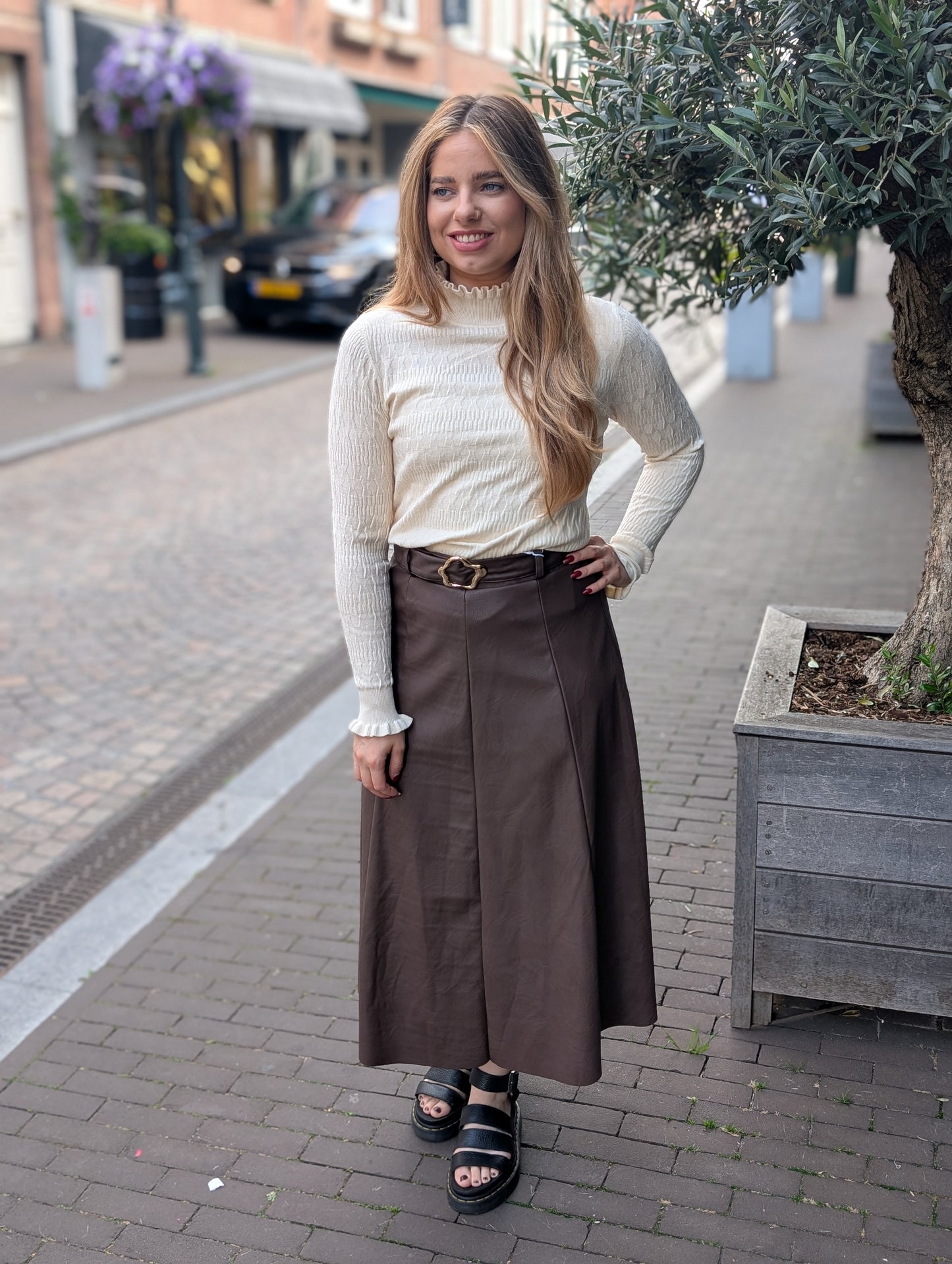 Zus leather look rok - Bruin