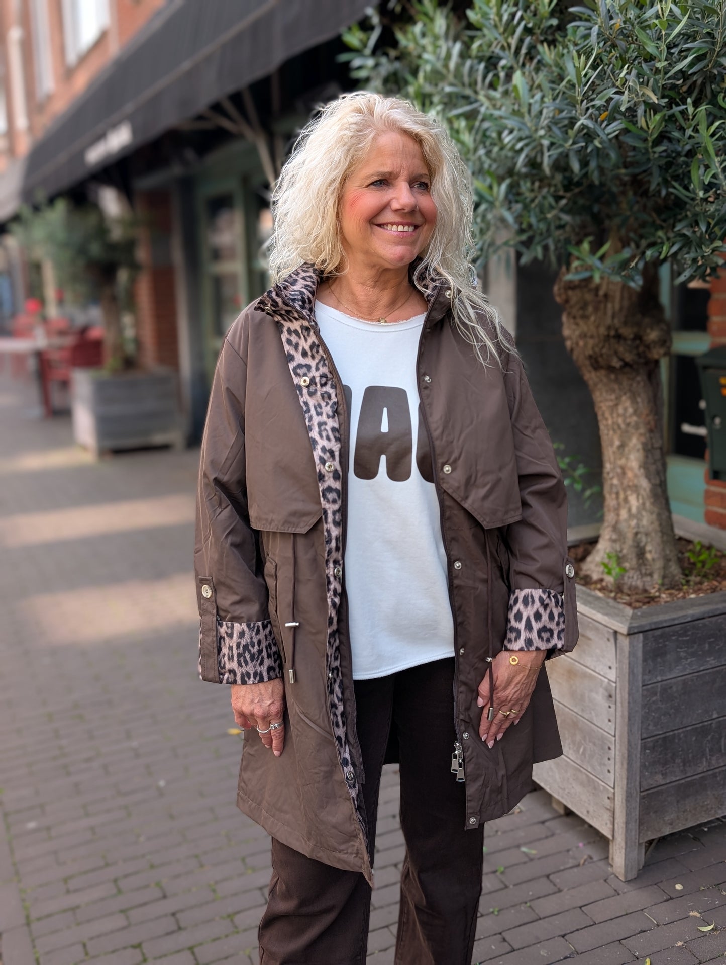 Pamela regenjas - Donker bruin / panter