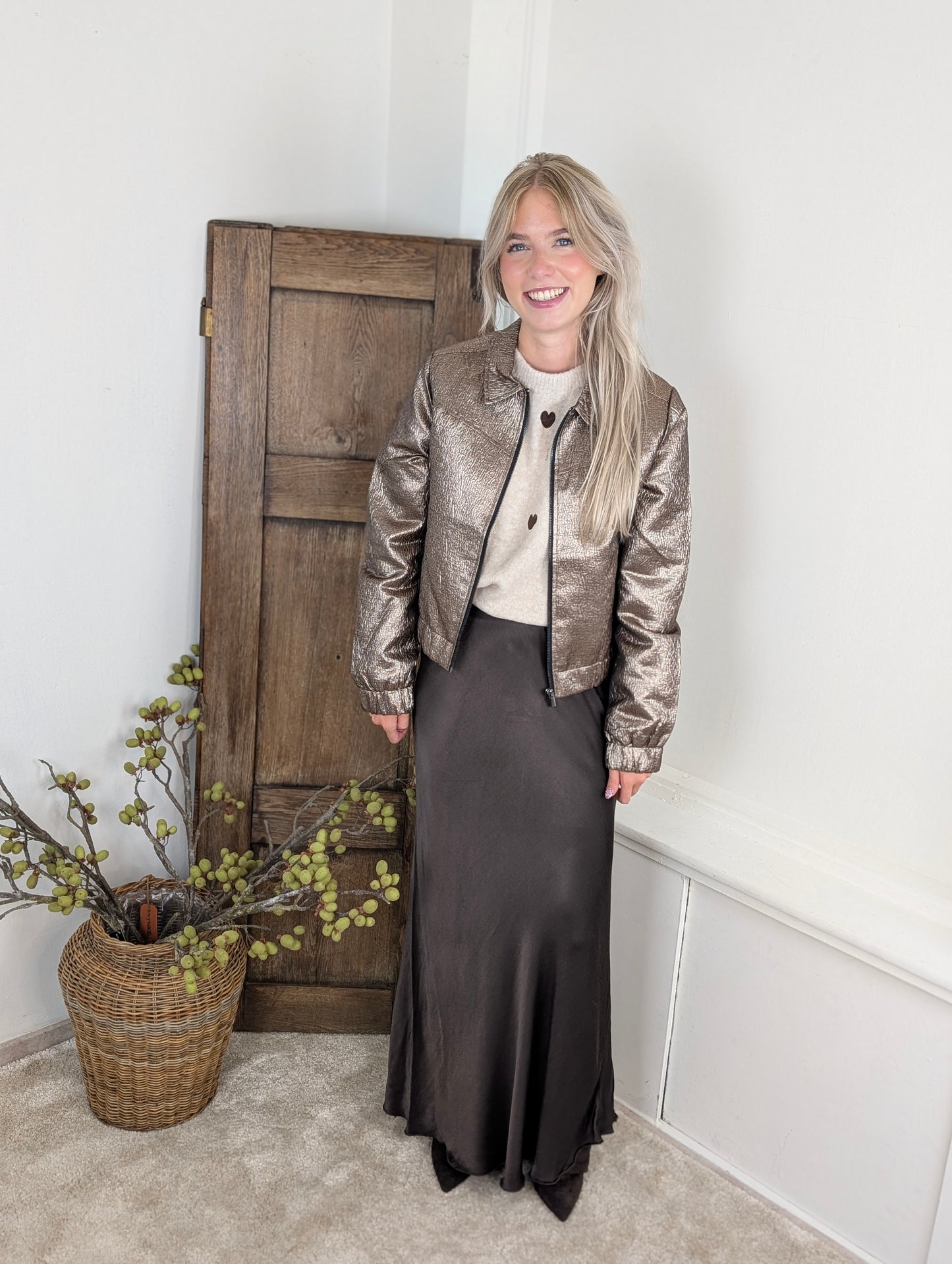 Red Button Bomber Metallic - Coppergold