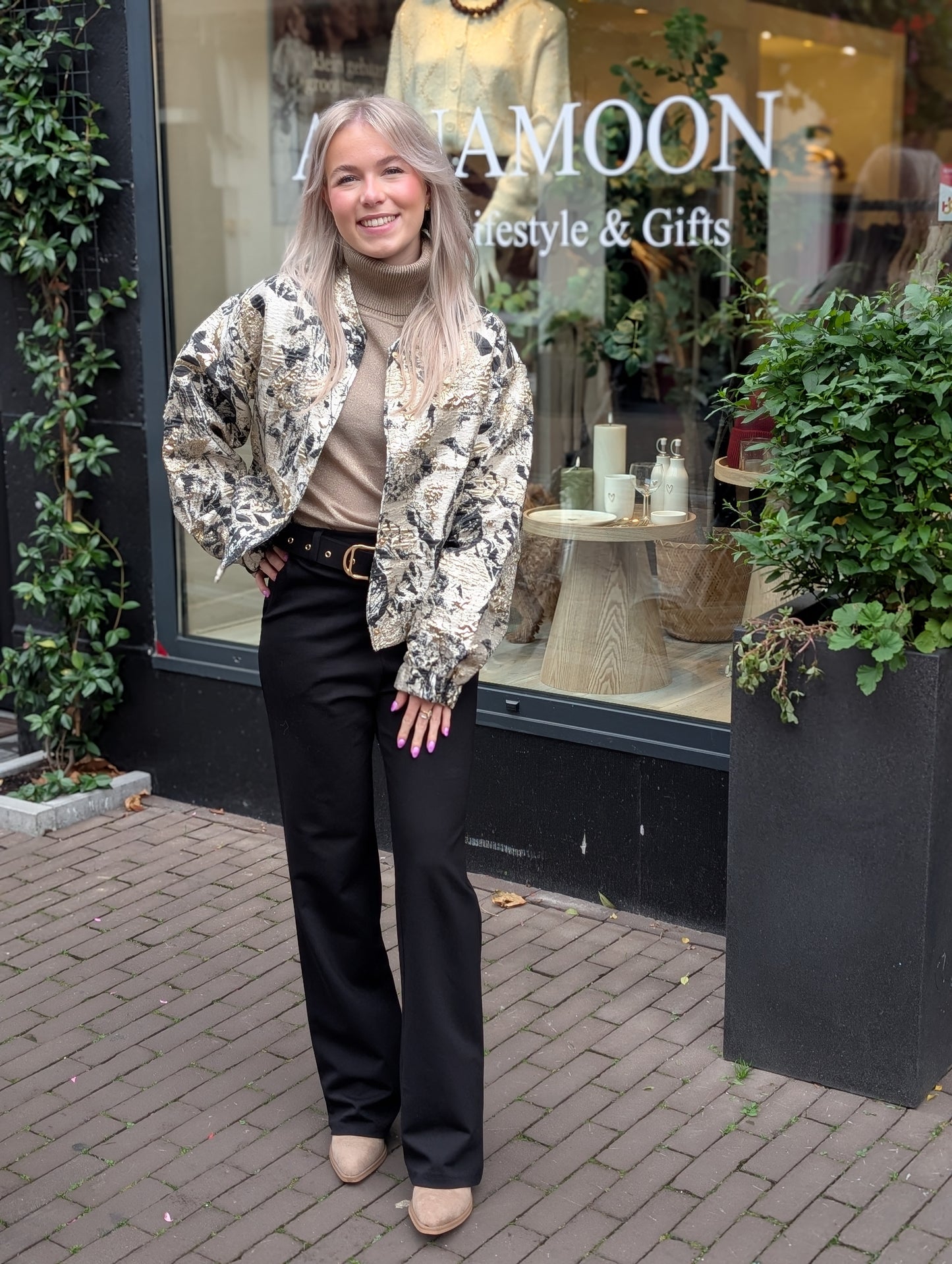 Zusss jacquard glans jasje - Multicolor