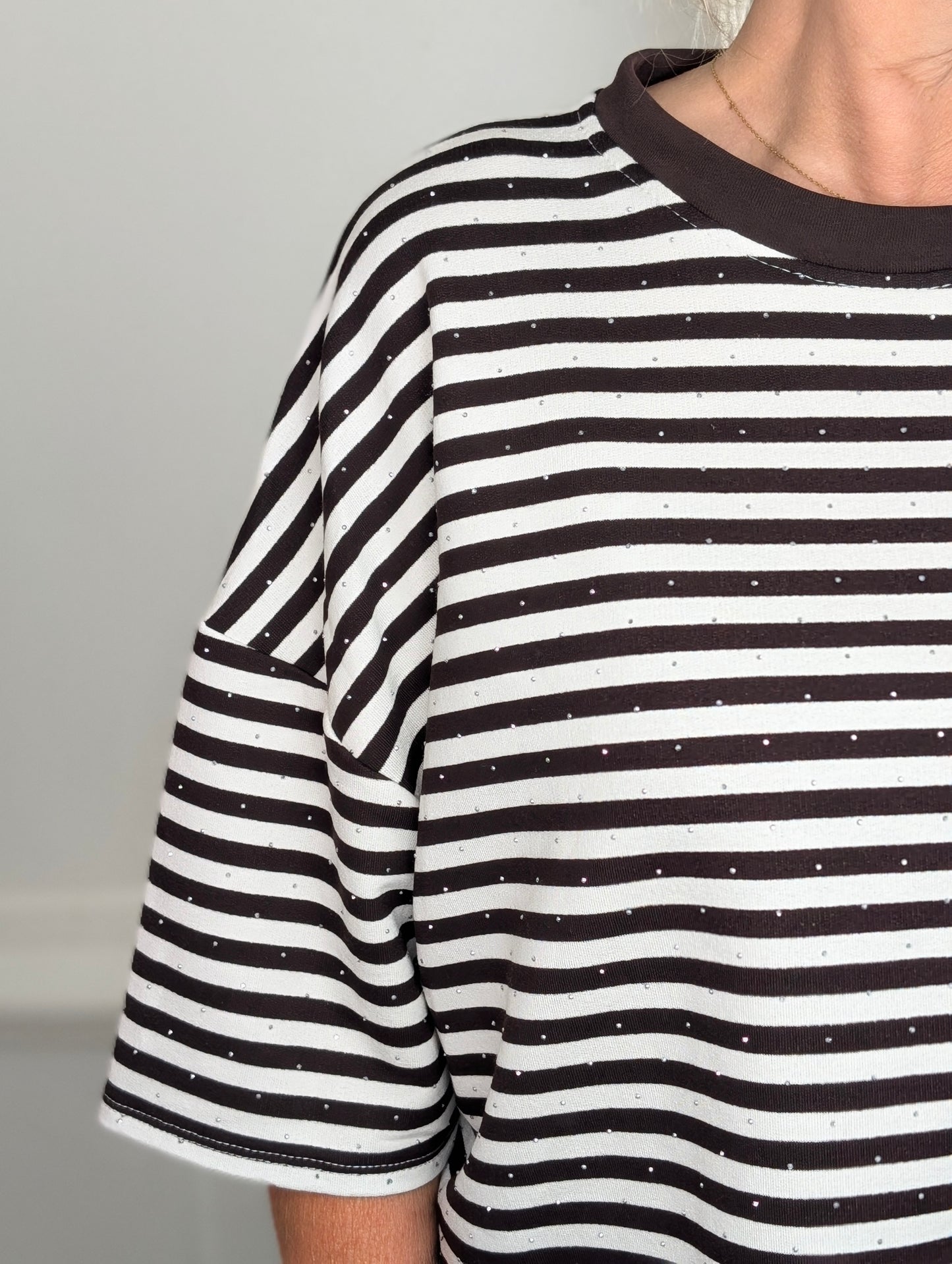 Gestreept shirt shimmer - Wit / bruin
