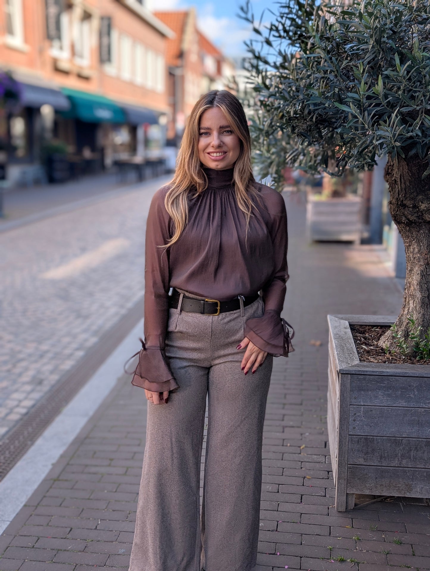 Blouse Rianne - Bruin/Rood