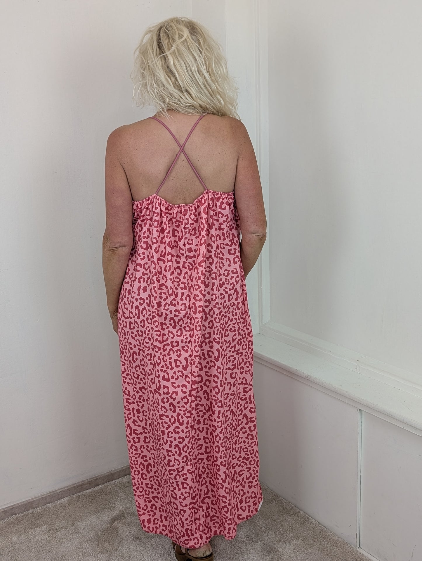 Celeste leopard maxi dress - Roze