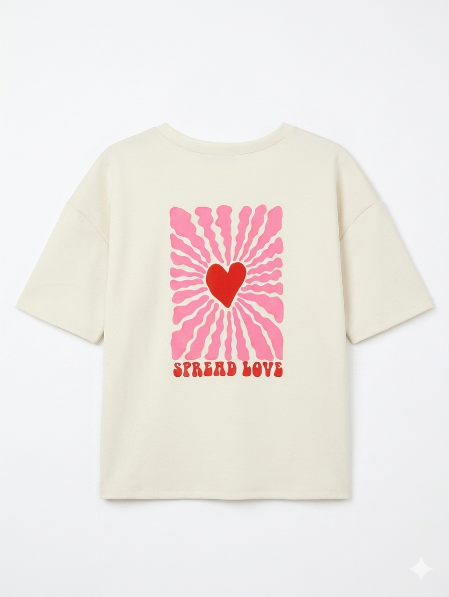 Spread Love Graphic Top – Beige