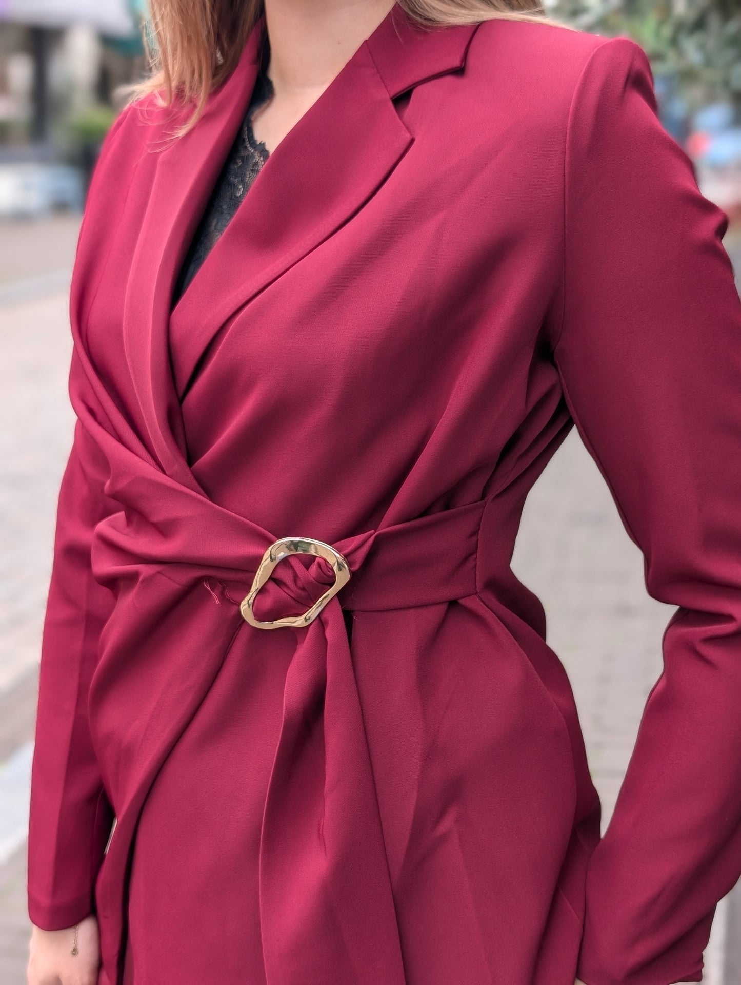 Overslag blazer Yara - Donkerrood