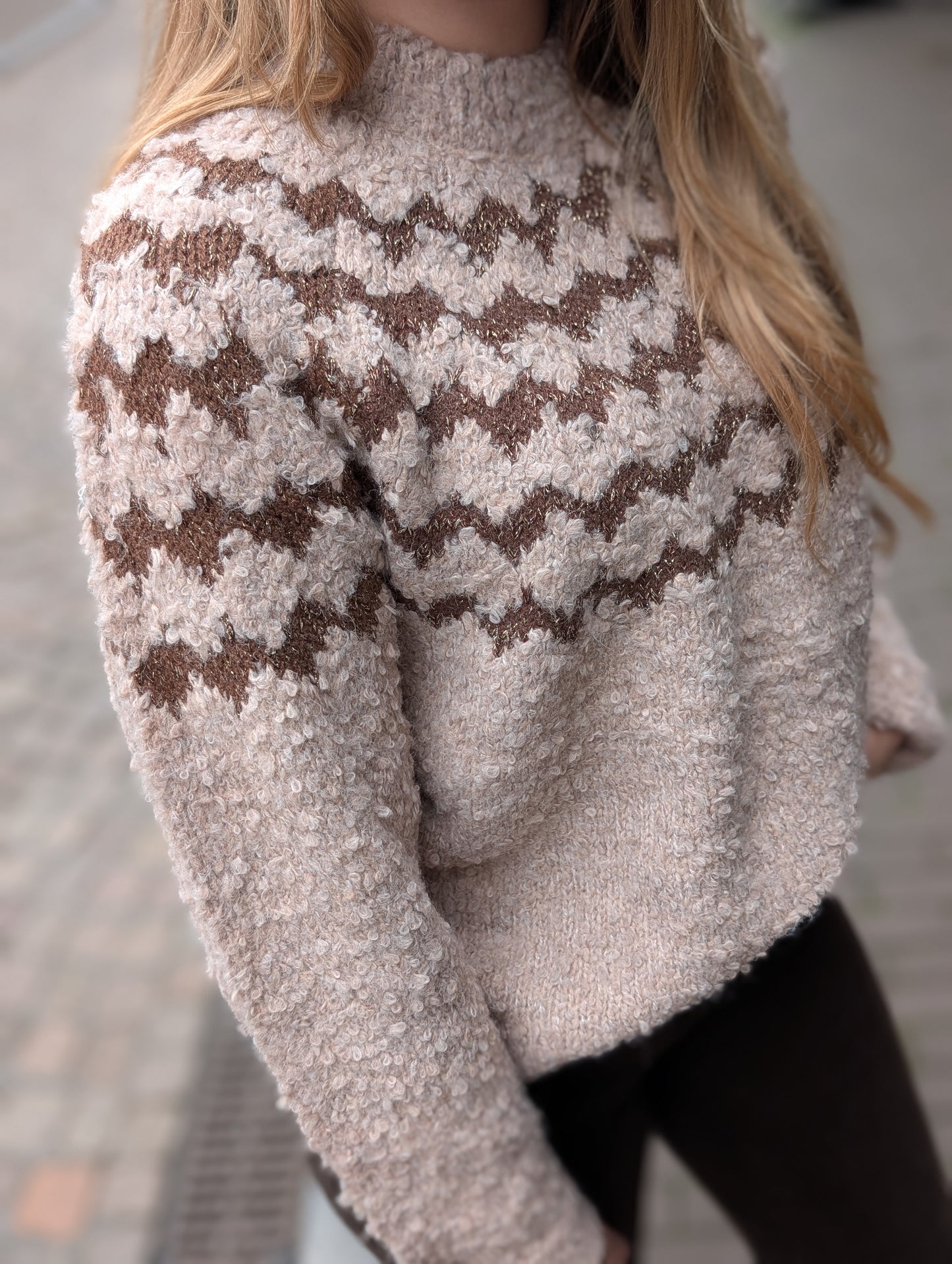 Gebreide trui met glitter Nomi - Camel