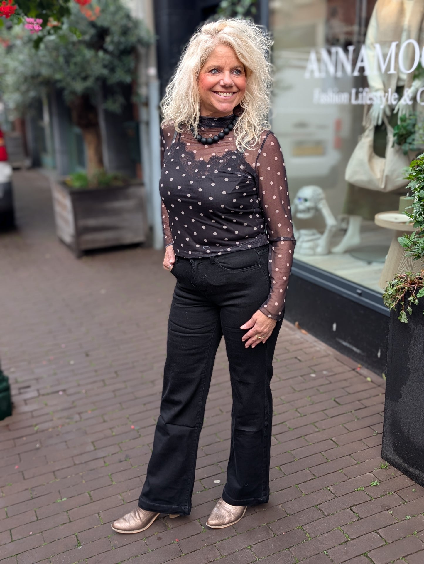 Wide Leg denim Amelia - Zwart