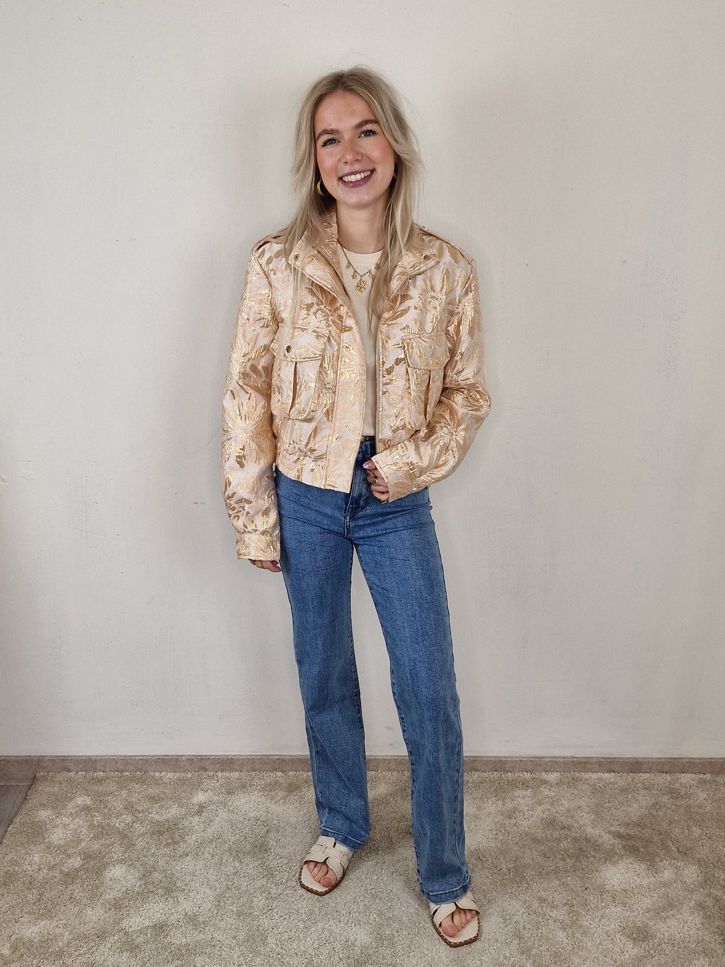 Babs bomber jas - Beige/ goud