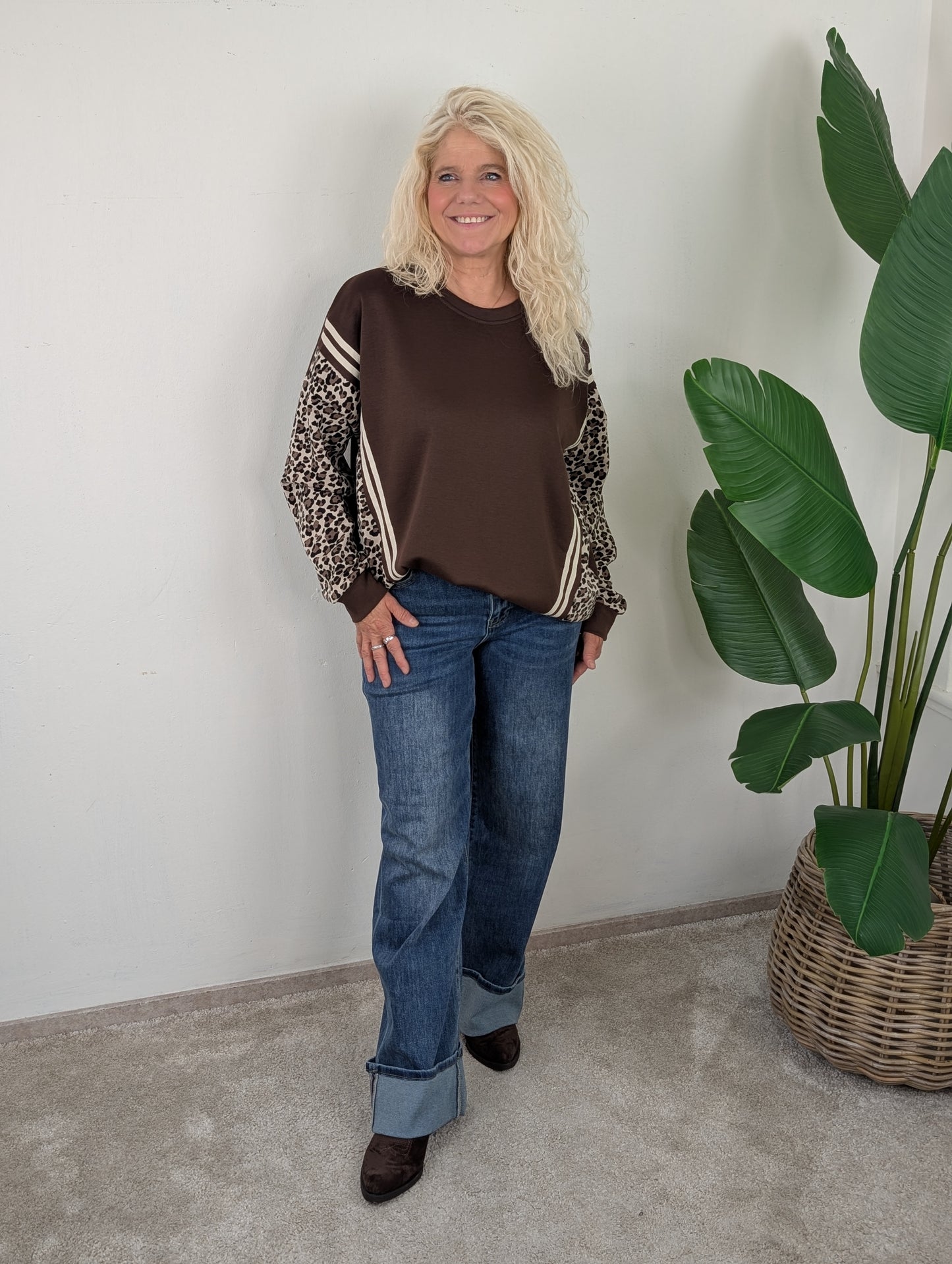 Sporty panter sweater - Bruin