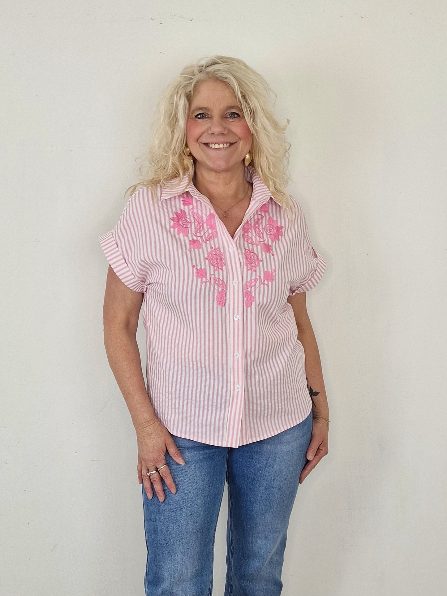 Isa blouse - Roze/ wit