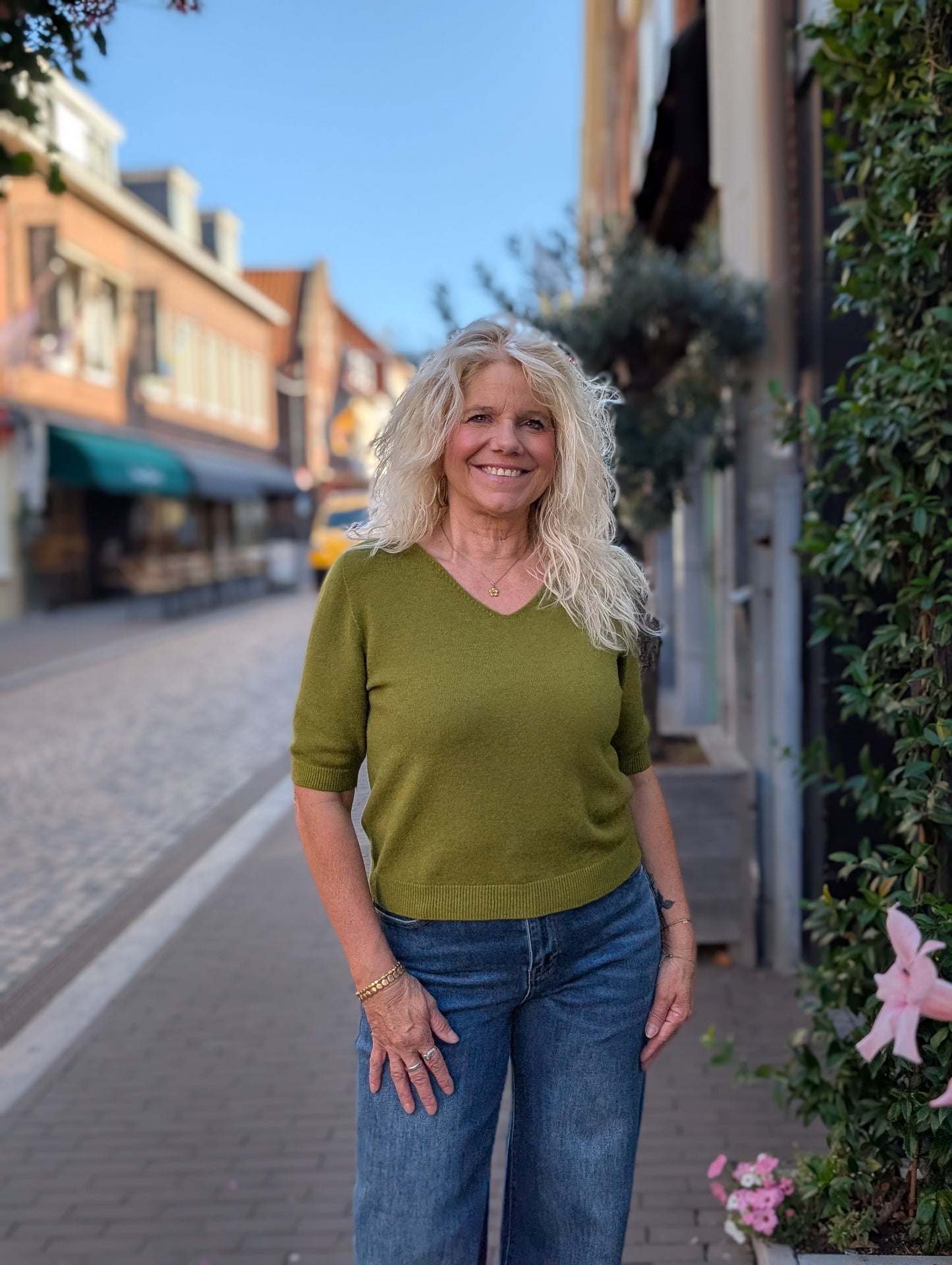 Mara shirt met v-hals - Pistache