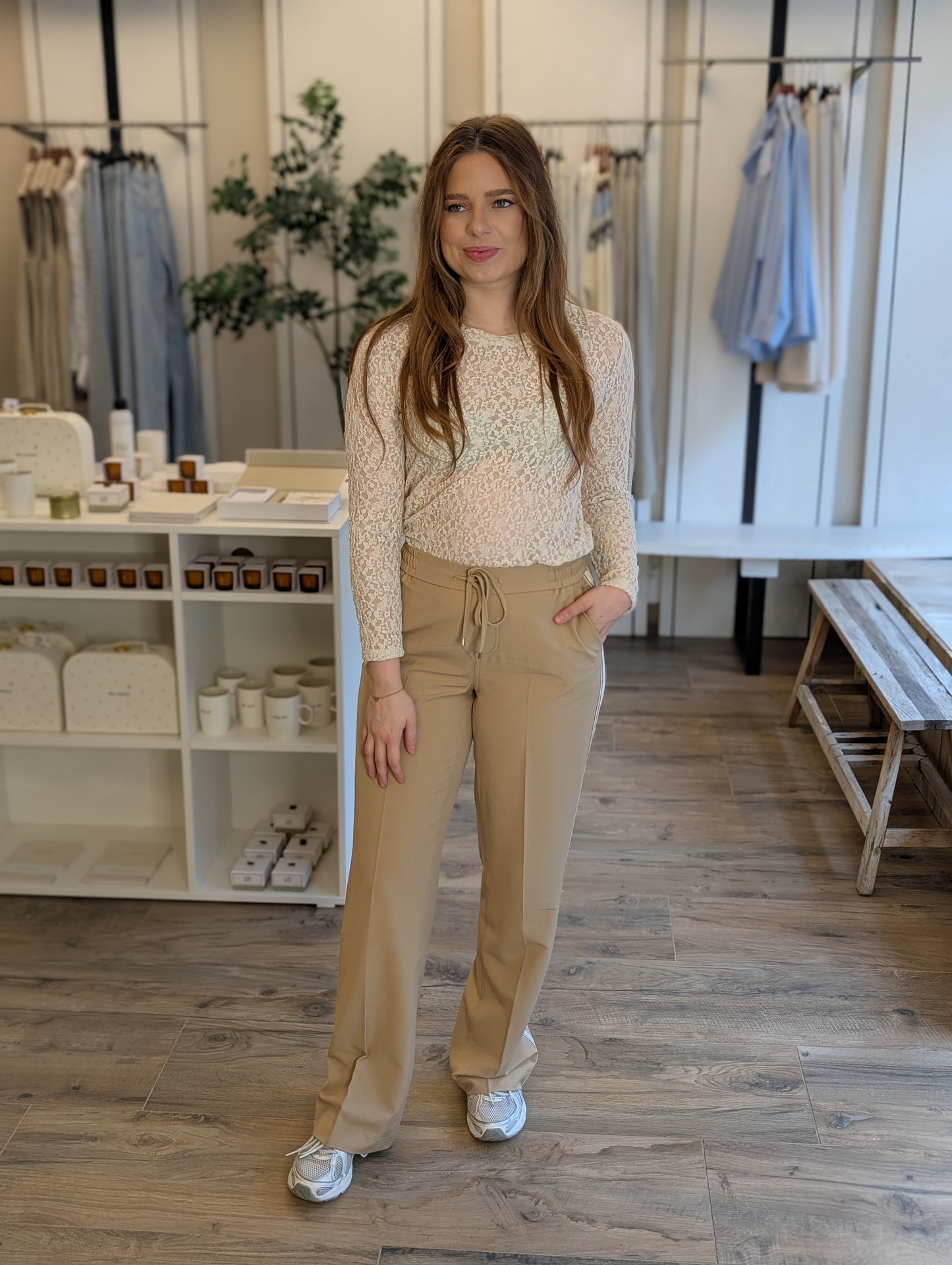 Red Button Claudette Palazzo sidetape - Dark sand