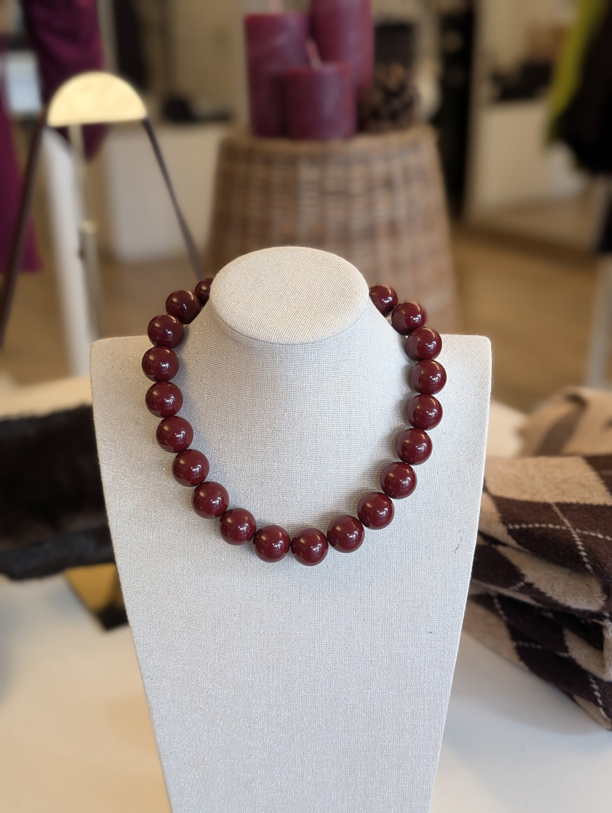 Moiny kralen ketting - Wijn rood