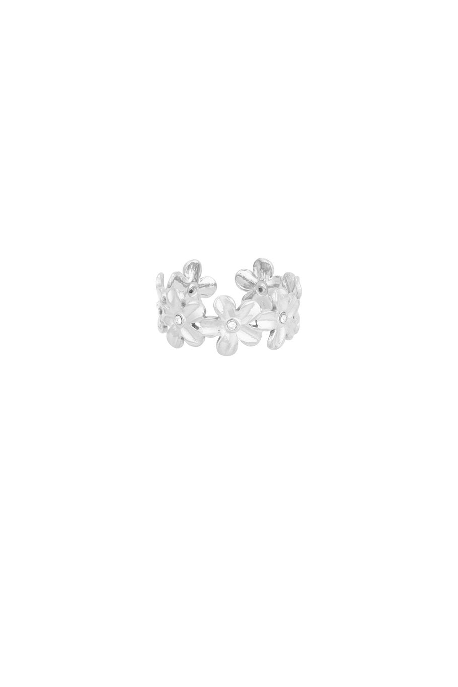 Ring met oneindige bloemen - Zilverkleur