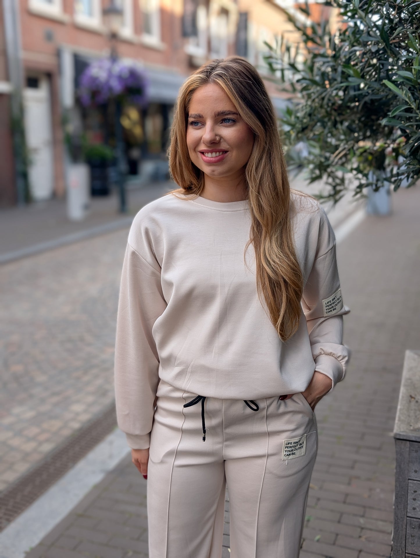 Comfy set 2-delig lange mouwen Claire - Ecru