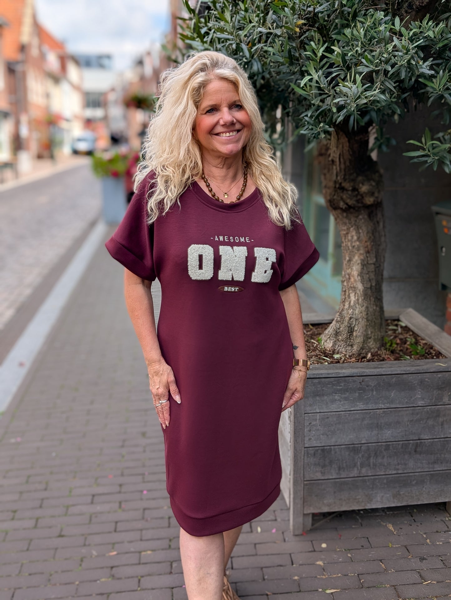 Jersey dress Teddy ONE - Bordeauxrood