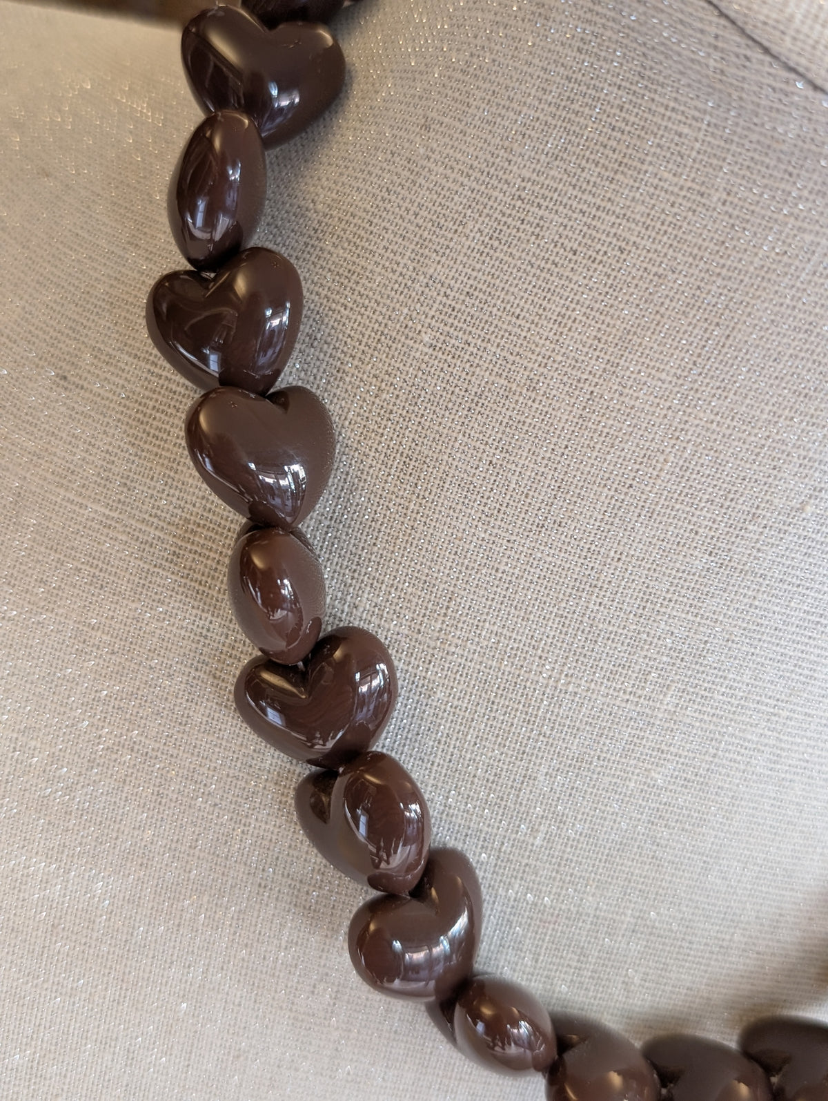 hartjes kralen ketting - Bruin