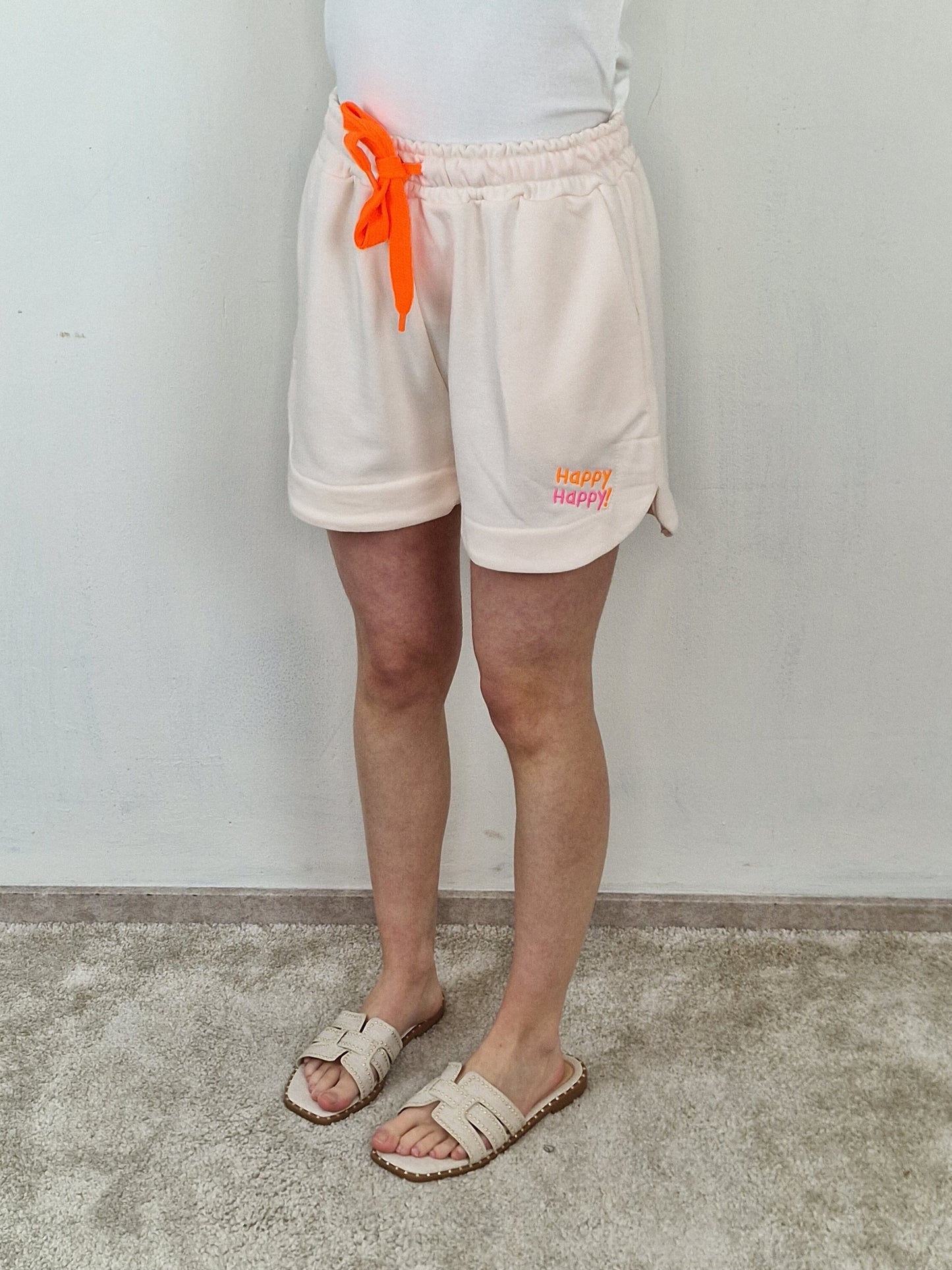 Happy short - Off white/Oranje