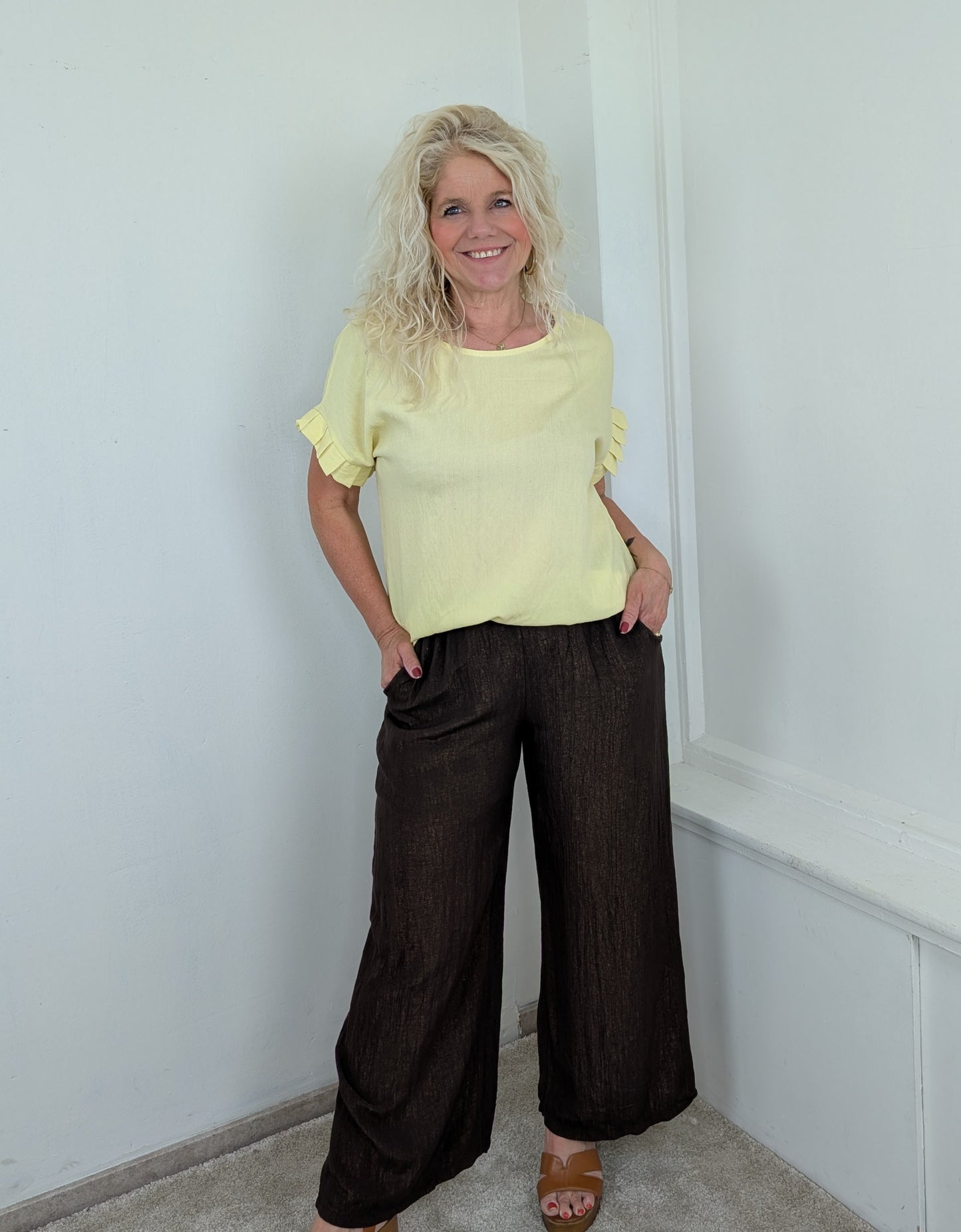 Babs ruffle blouse shirt - Geel