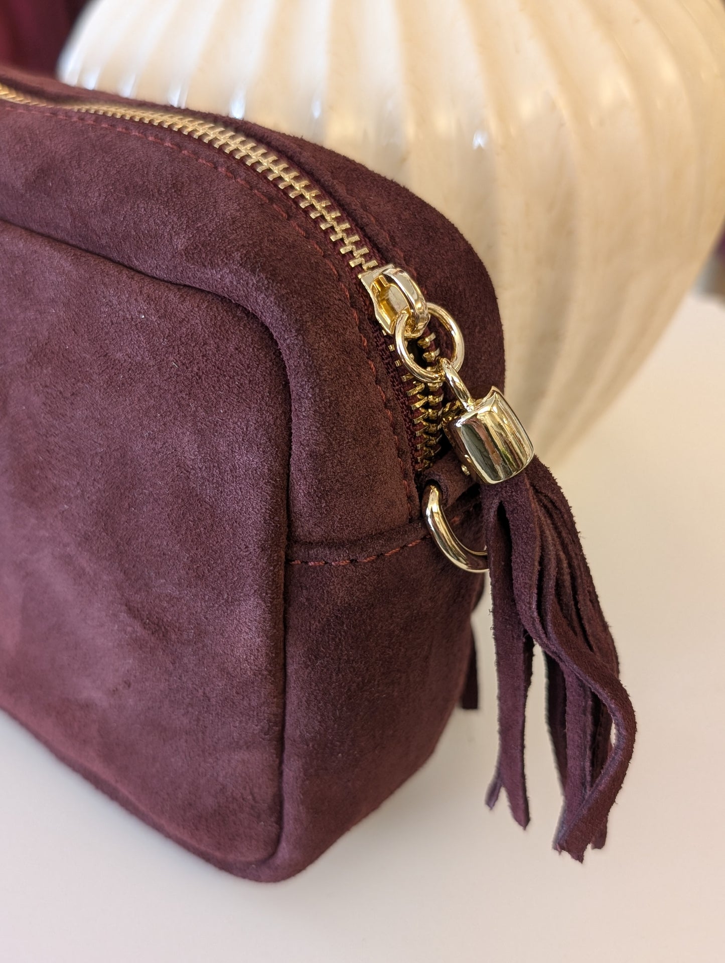 Tas met gouden rits en kwastje - Bordeaux rood
