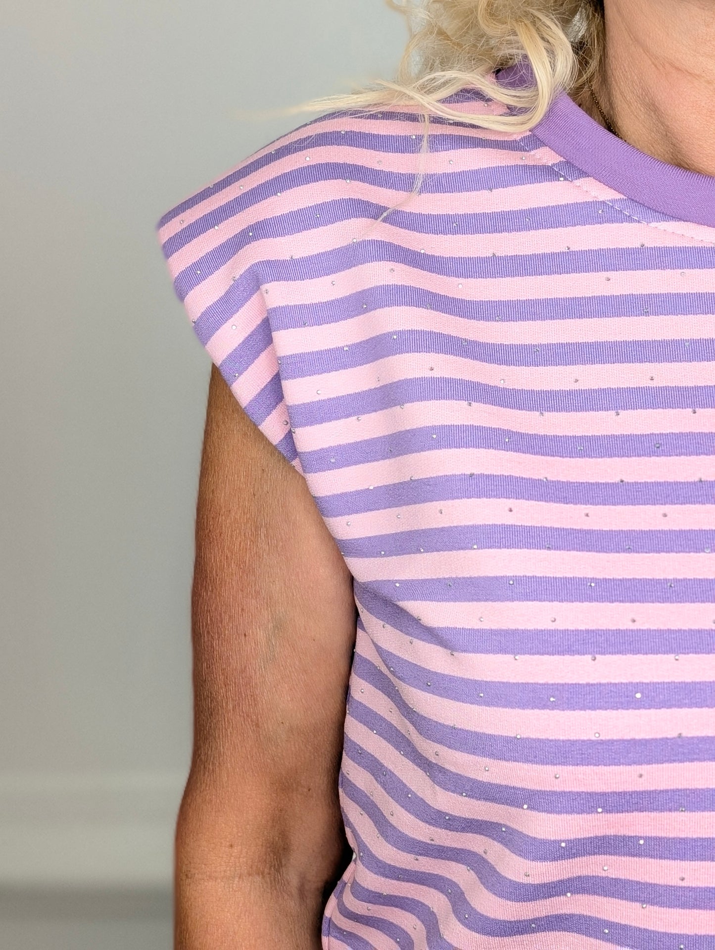 Basy streep glitter top - Lila / roze