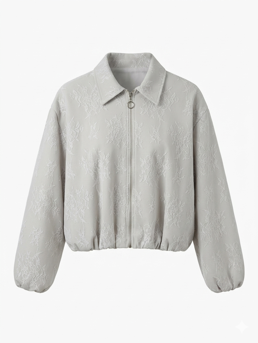 Lace bomber jacket - Beige