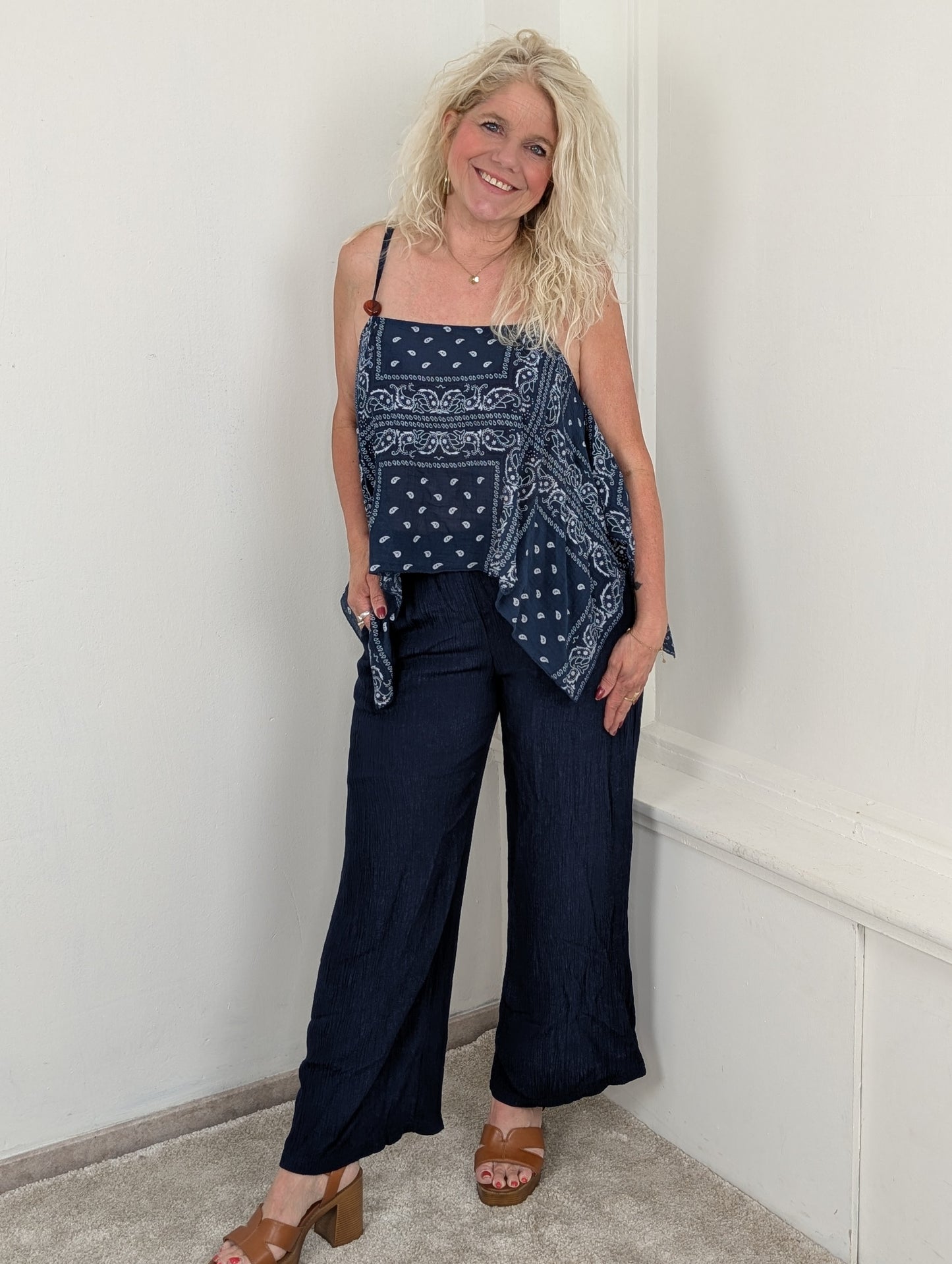 Paisley boho top - Donkerblauw