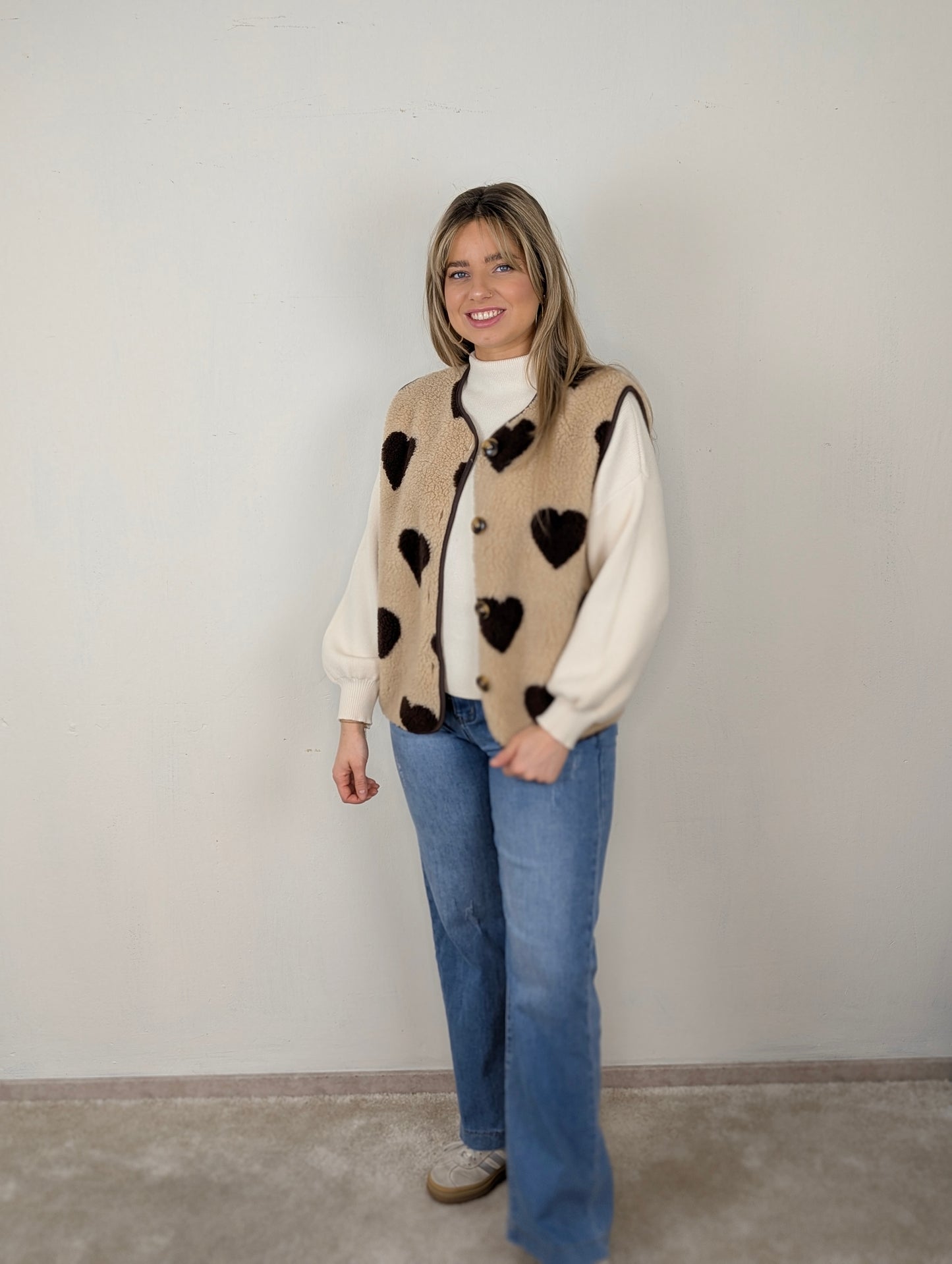 Teddy hartjes gilet Ninthe - Camel/ bruin