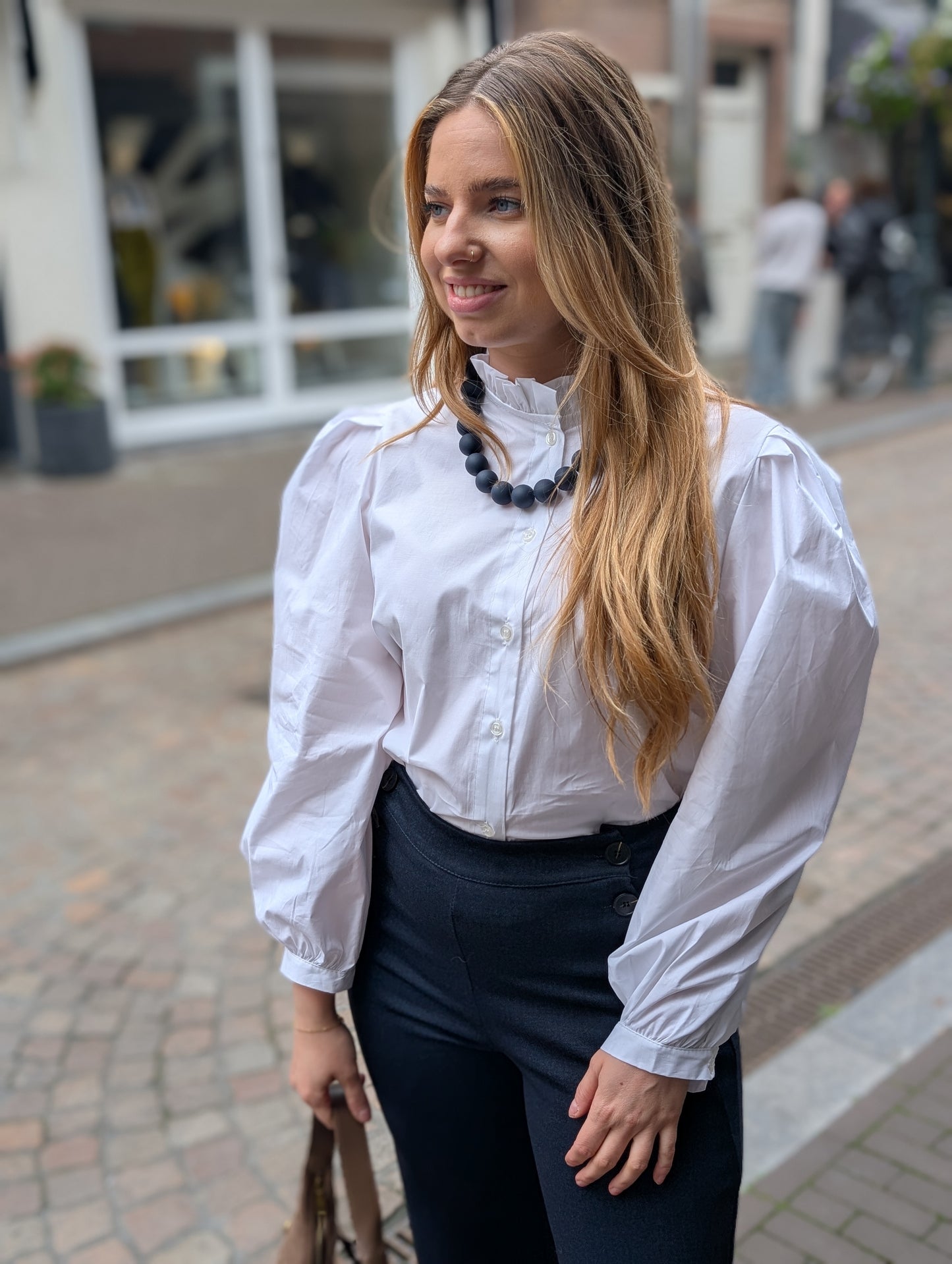 Mayke blouse met ruffle - Wit