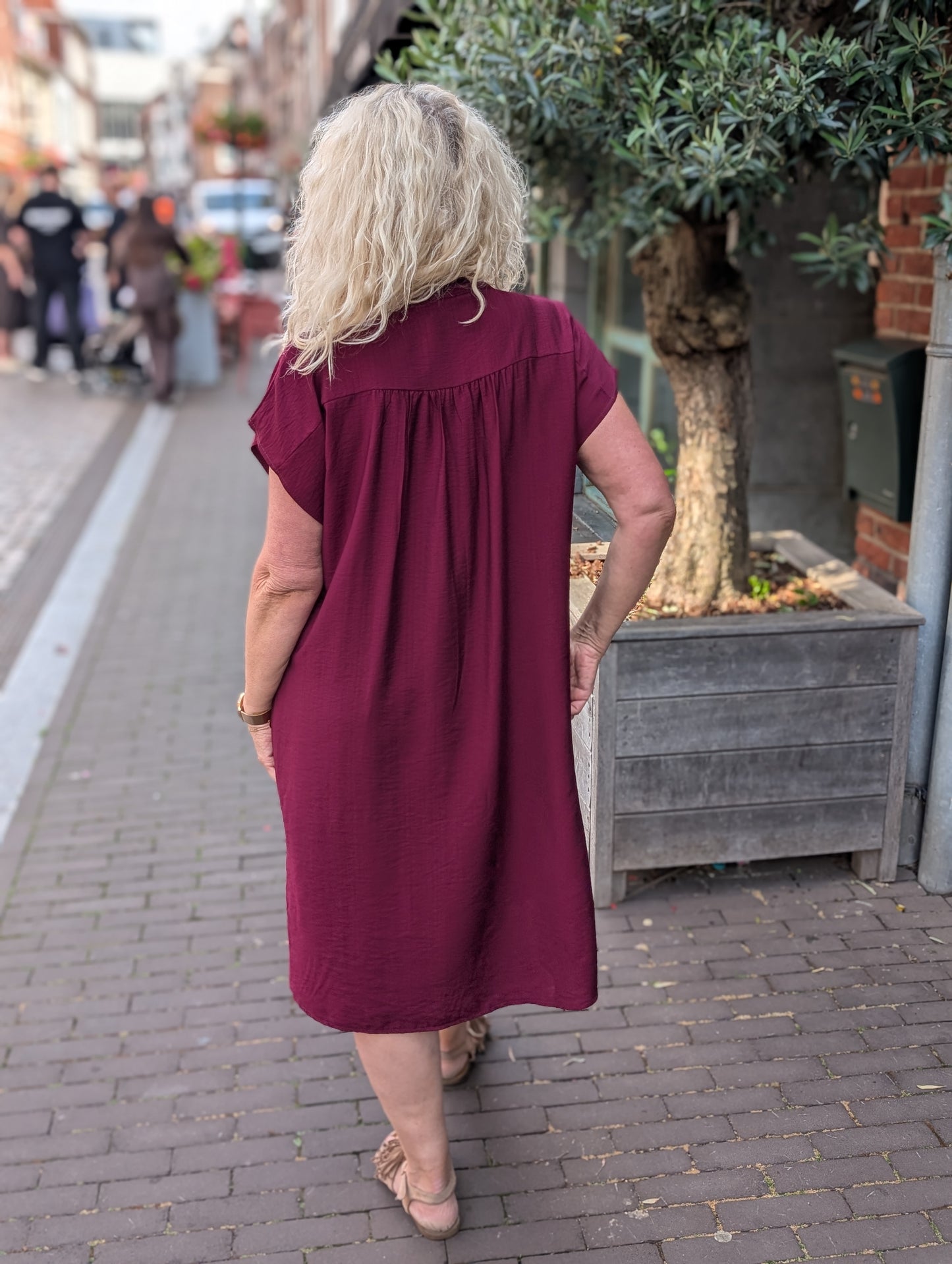 Viscose jurk met zakken Madelief - Bordeauxrood