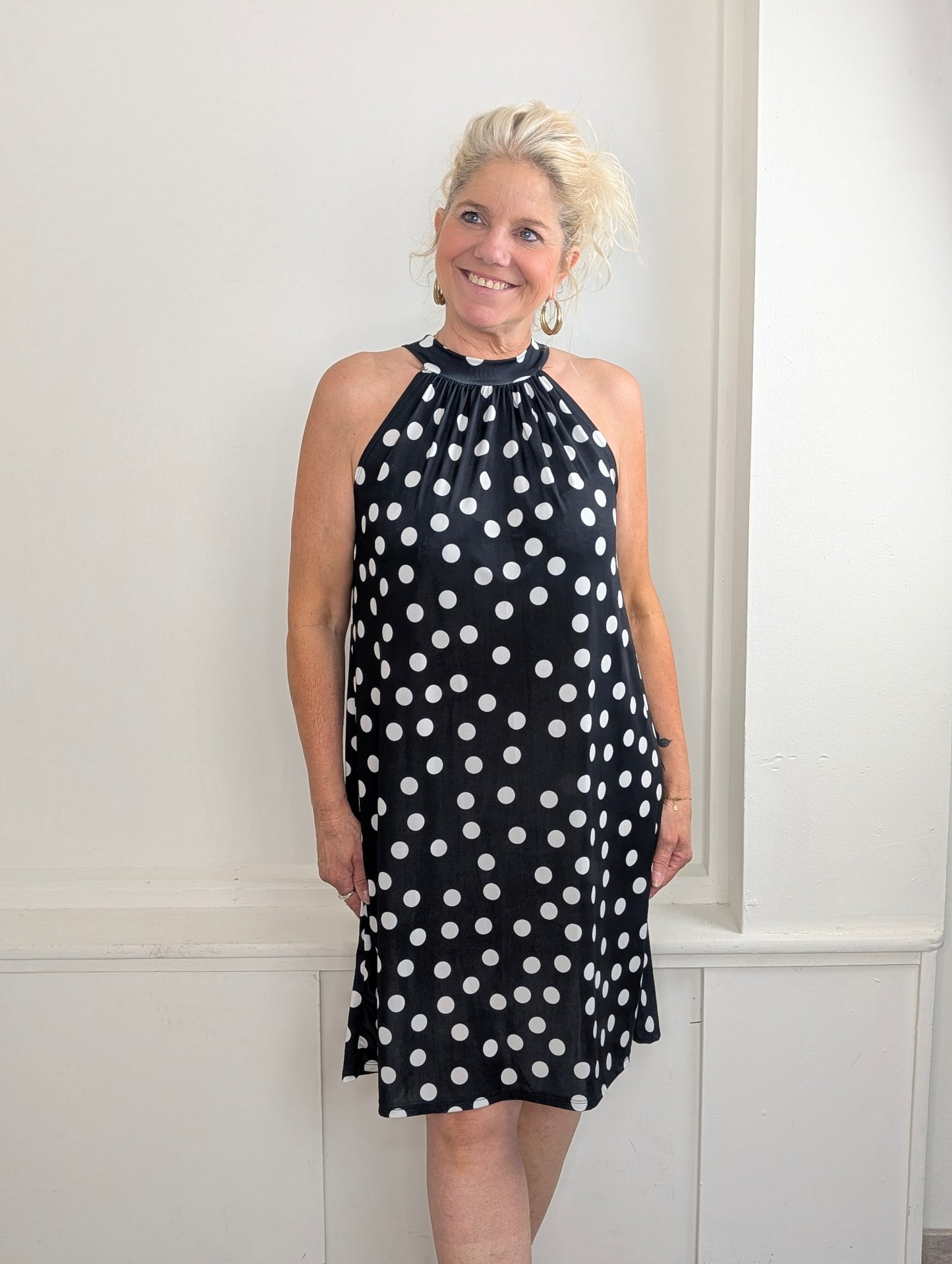 Halterjurk polka dot - Zwart
