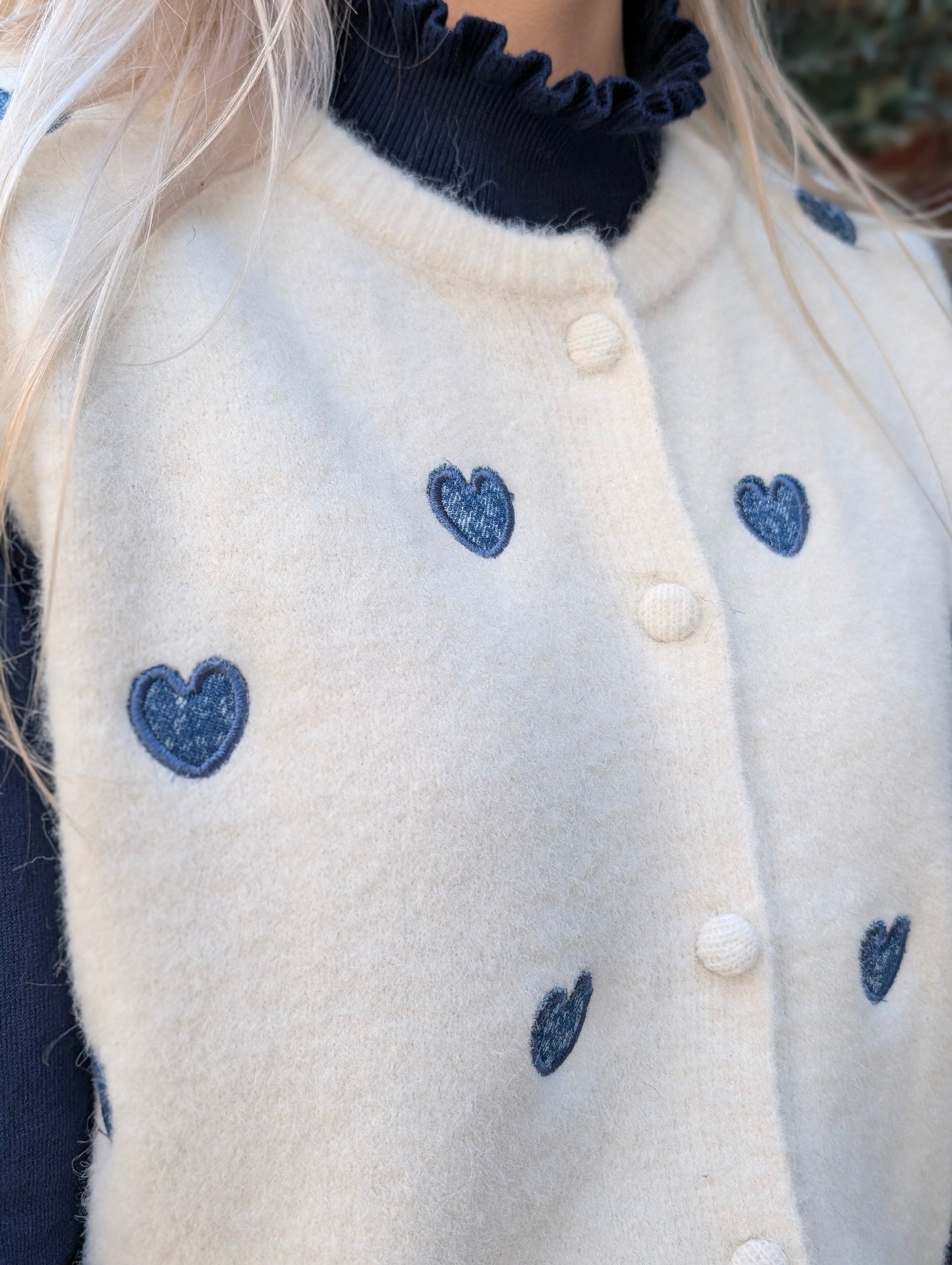 Hartjes gilet Juna - Ecru/Blauw