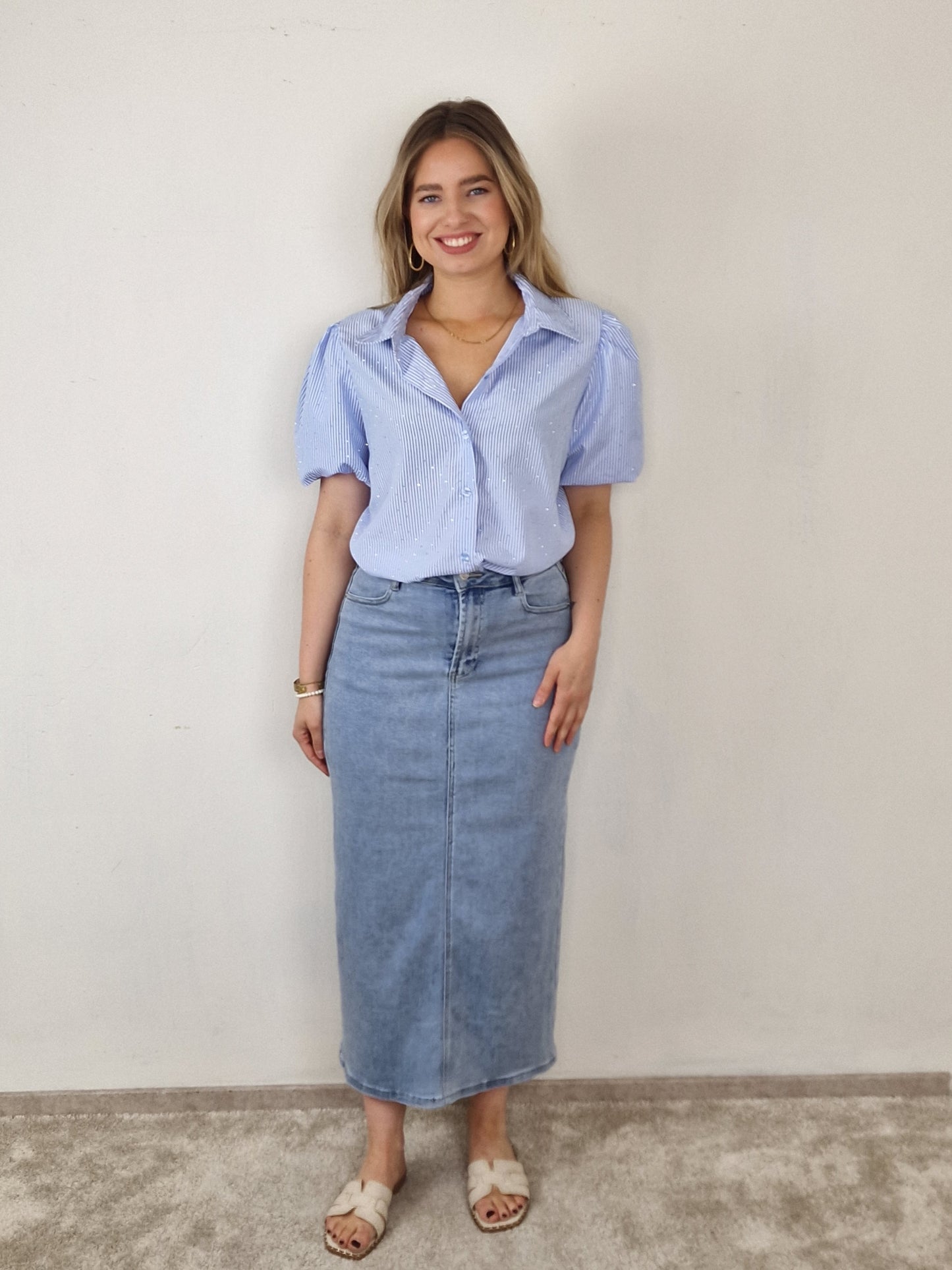 Laulia denim stretch rok Luna - Blauw