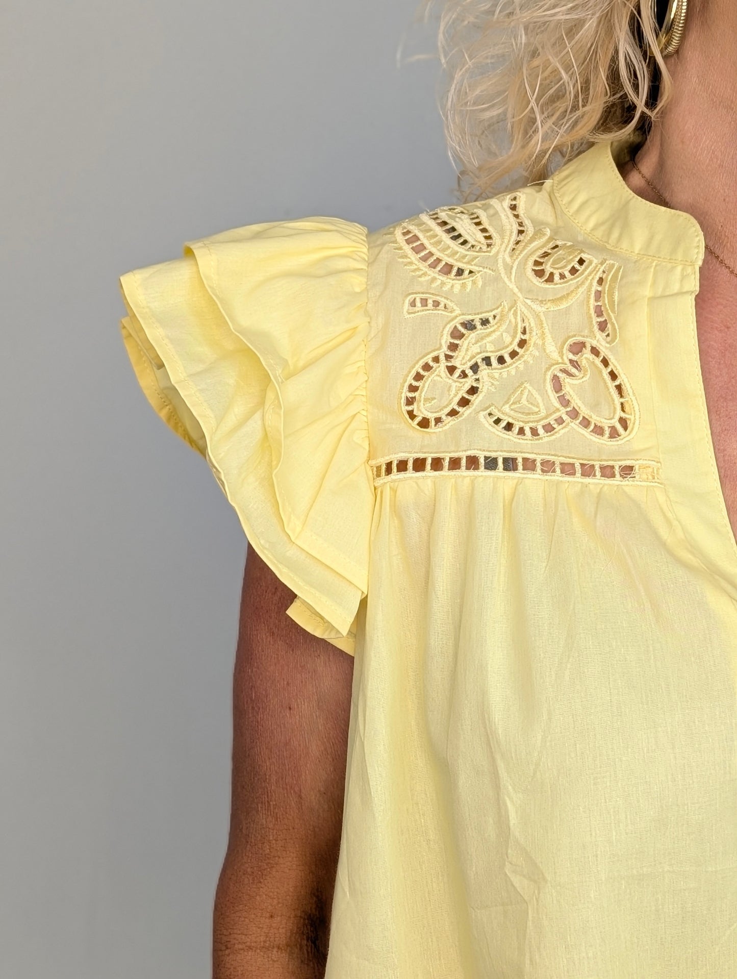 Skyla Ruffle blouse Top - Geel