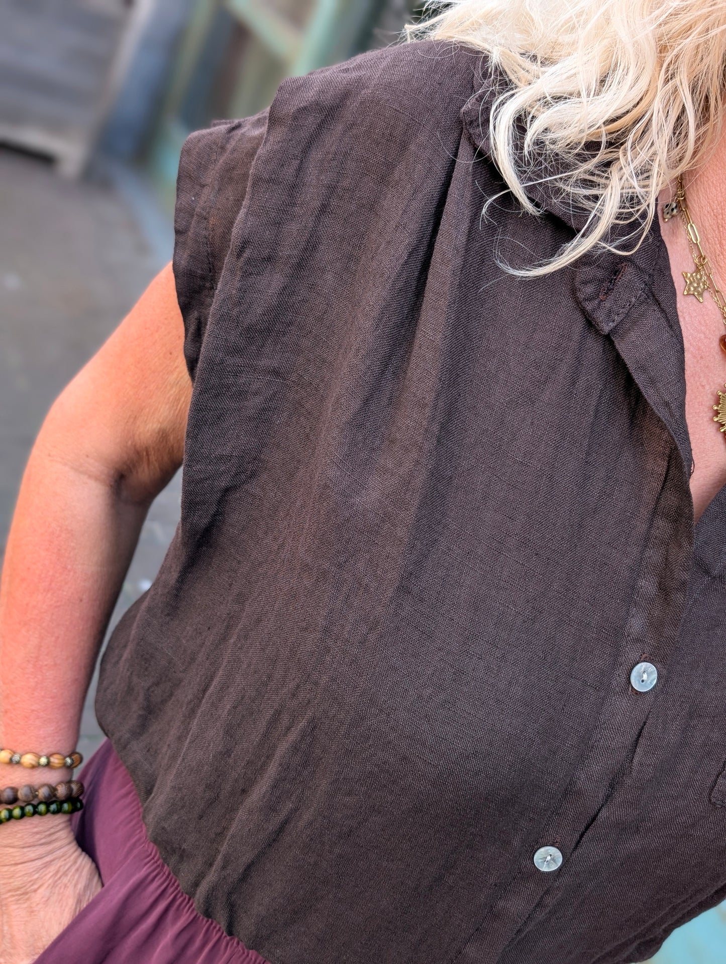 Linnen blouse Veerle - Bruin